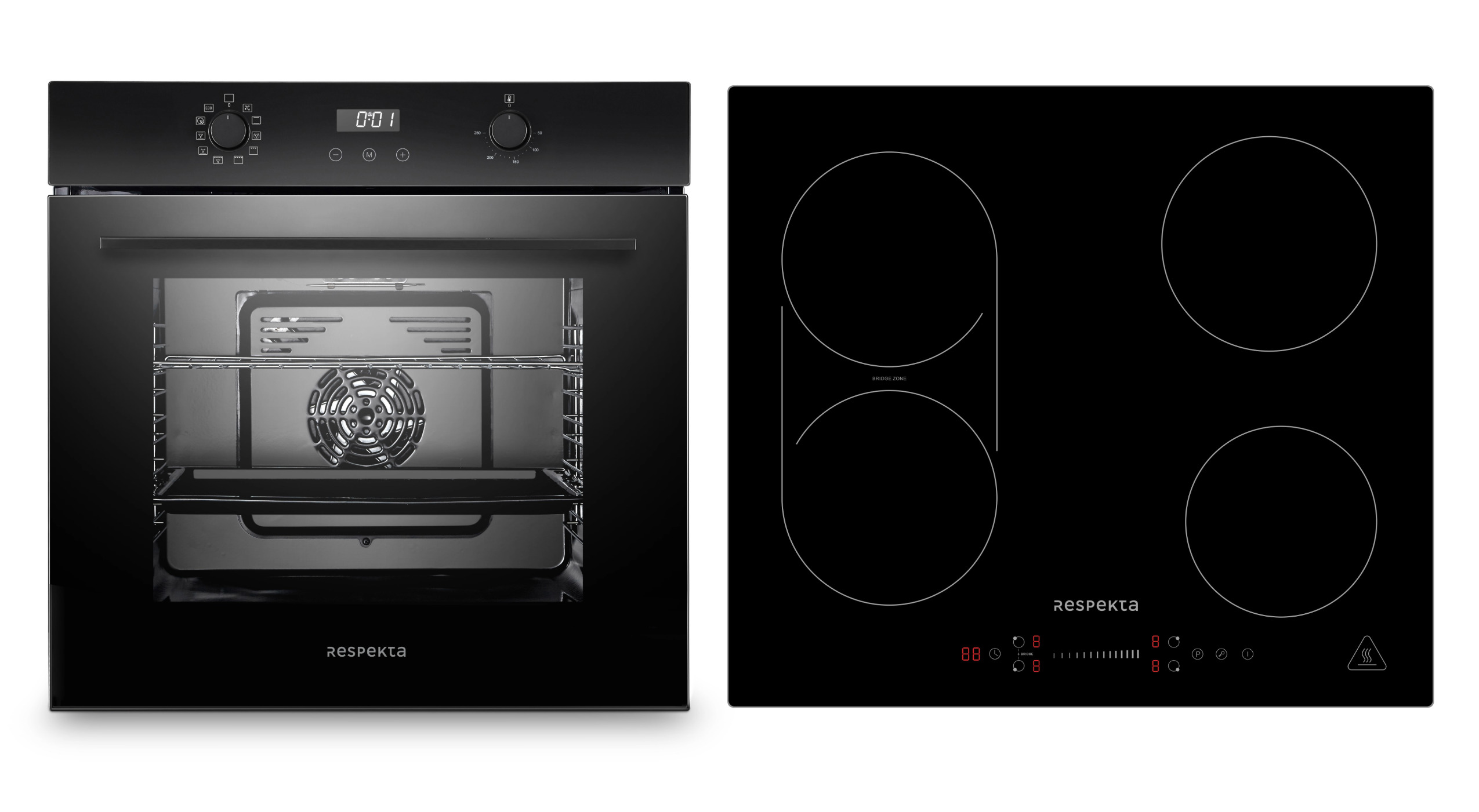 Backofen Herd Kochfeld Herdset Induktion Einbau Timer Bridgezone Slider Respekta