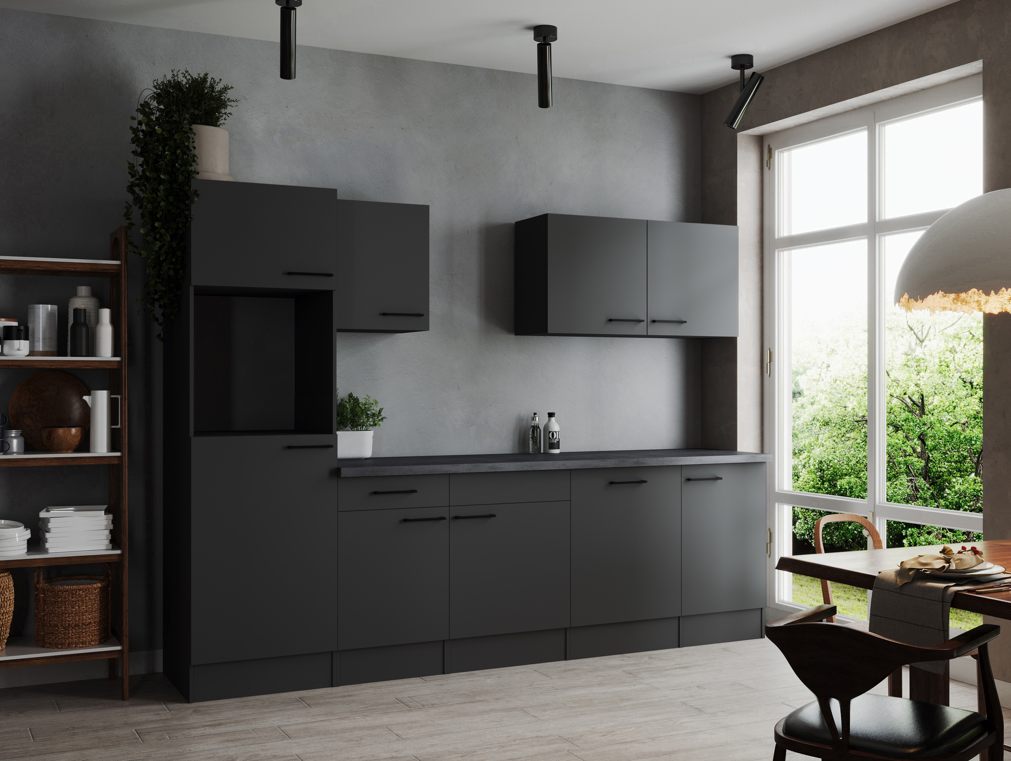Küche Küchenzeile Leerblock Grau Matt Oliver 280 cm Respekta