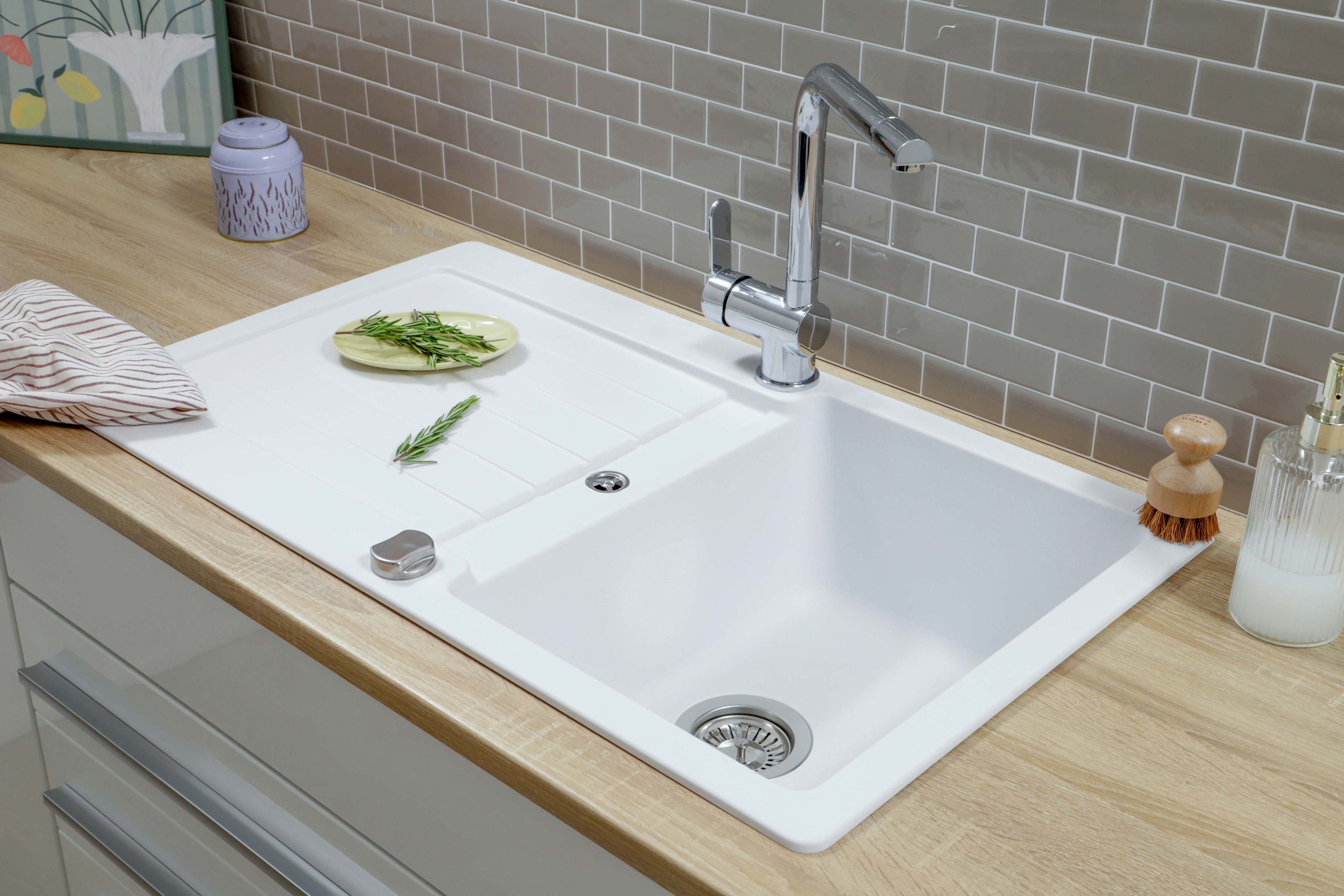 Küchenspüle Einbauspüle Spülbecken Granitspüle 86 x 50 Weiß Respekta Austin