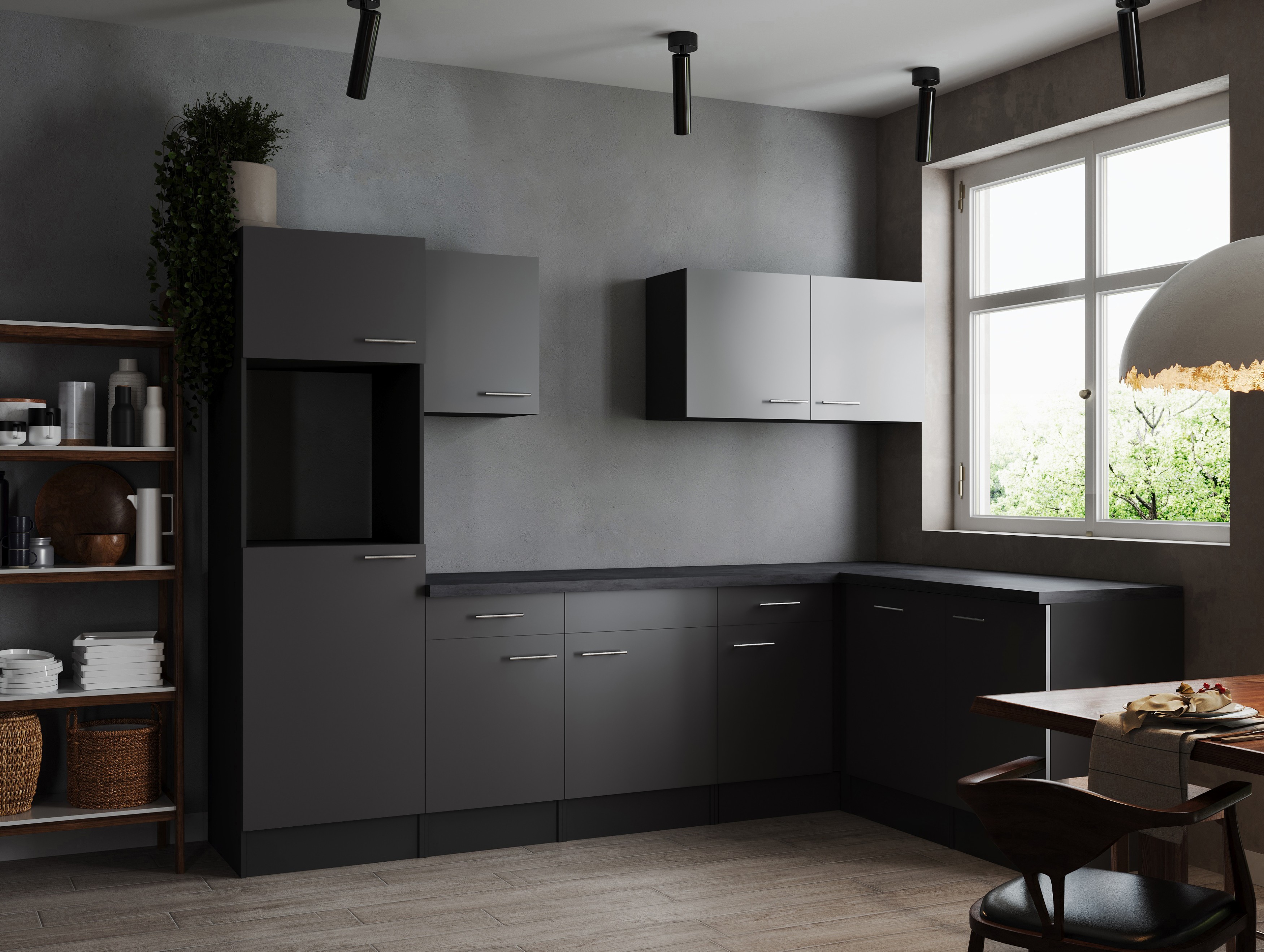 L Küche Leerblock Winkelküche Grau Matt Grau Oliver 280 x 172 cm Respekta