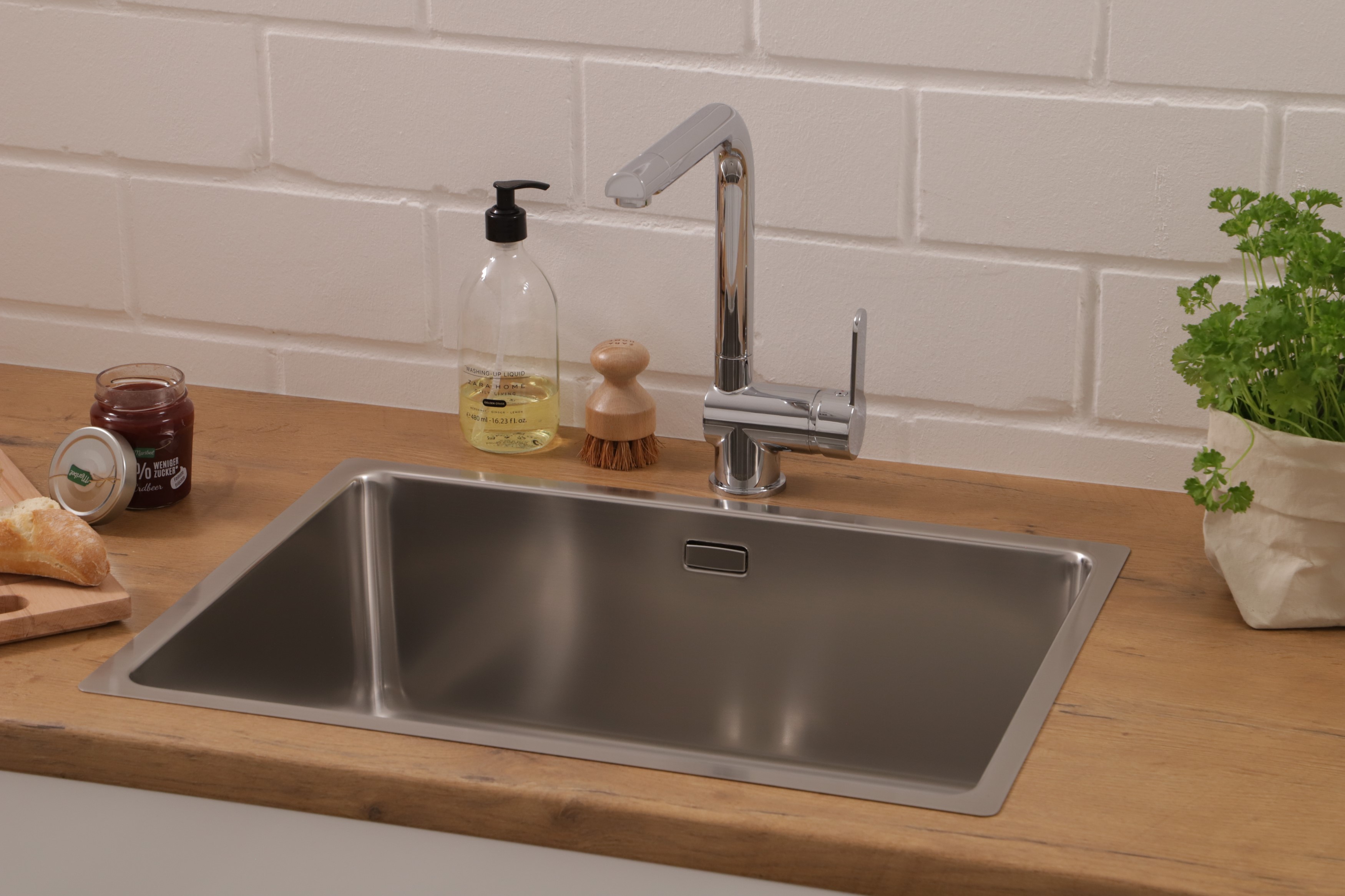 Verpackungsschaden Edelstahl Einbauspüle Spülbecken Küchenspüle Spüle 59 x 43,5 cm Respekta Detroit