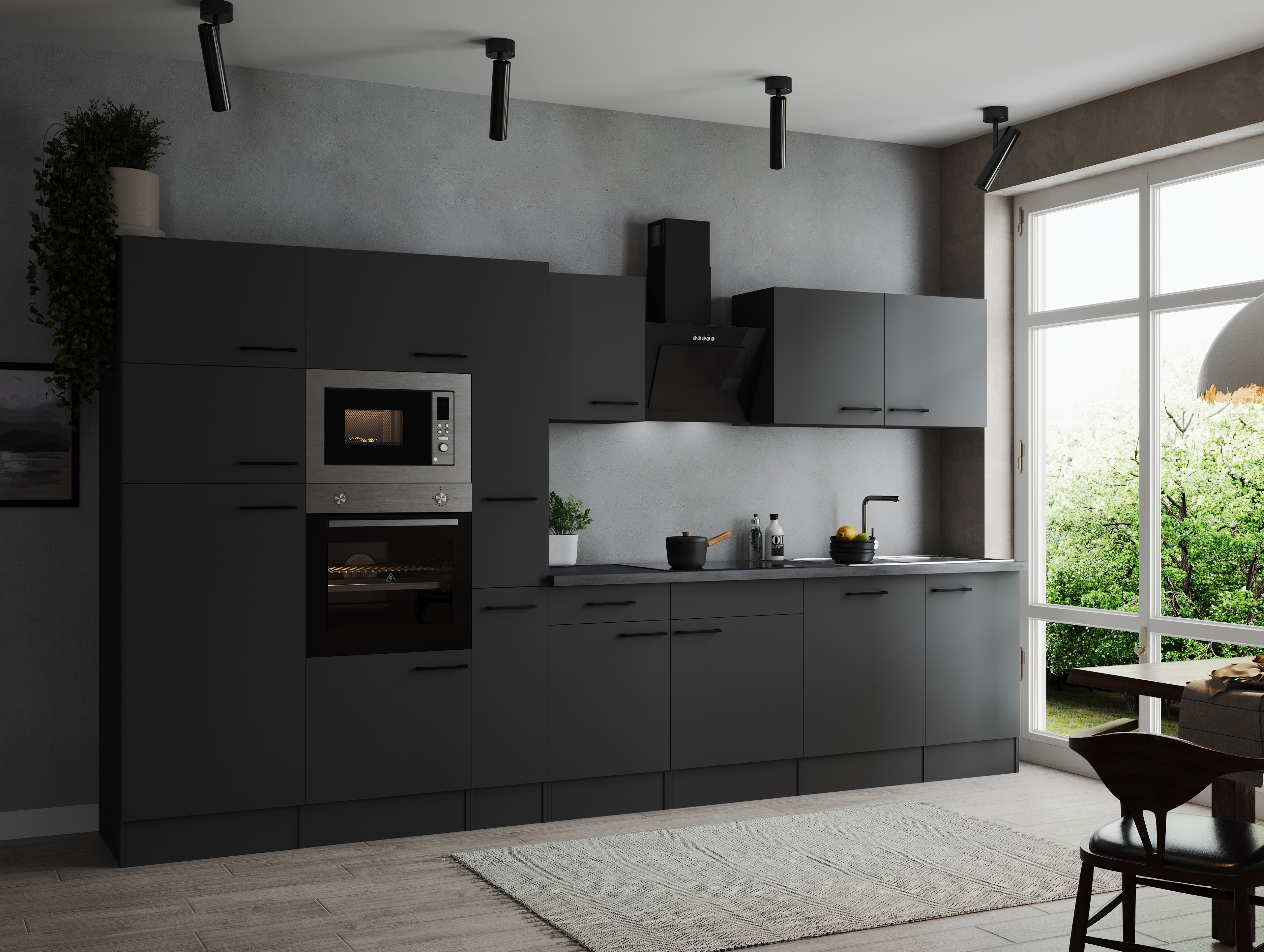 Küche Küchenzeile Küchenblock Grau Matt Oliver 370 cm Respekta