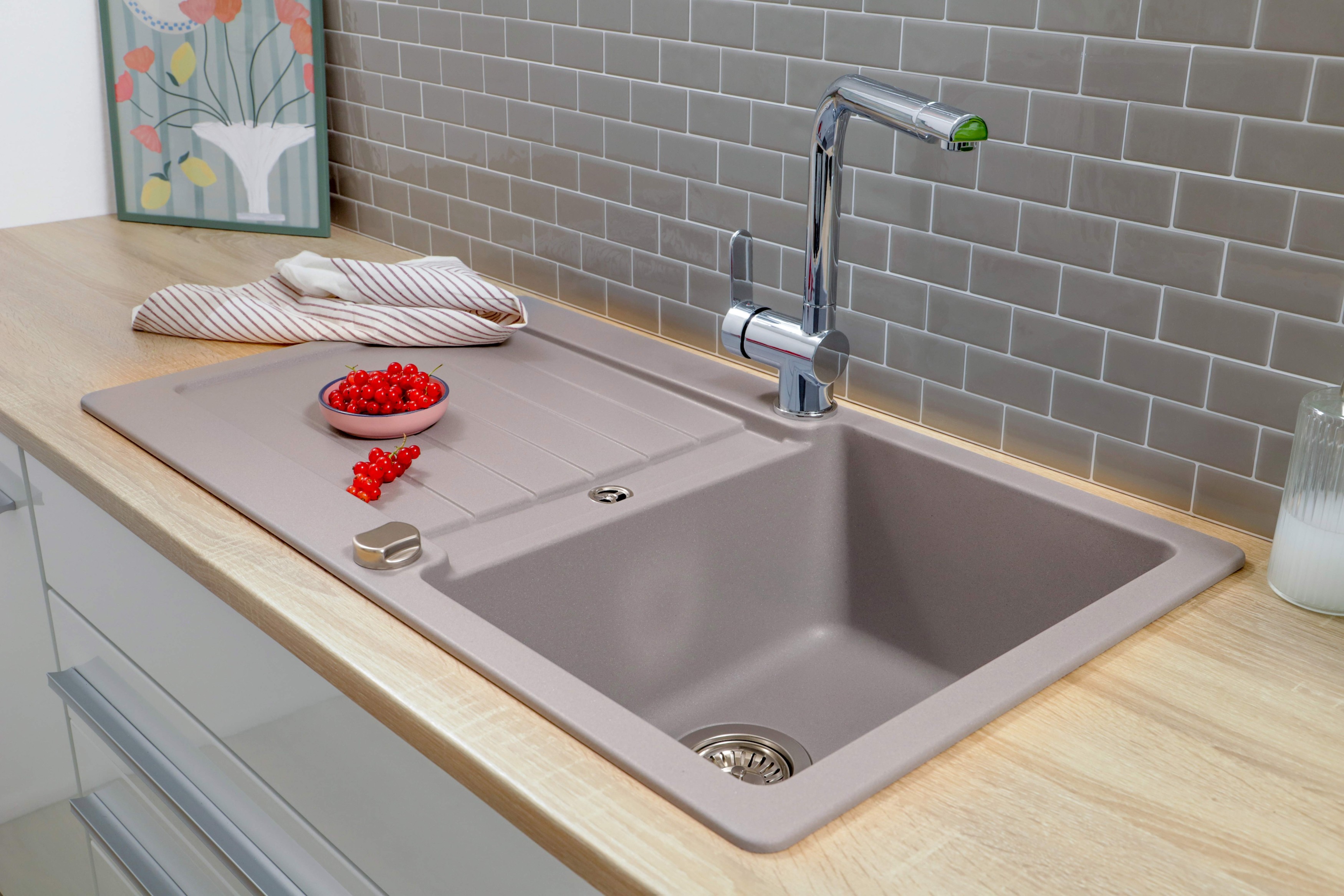 Küchenspüle Einbauspüle Spülbecken Granitspüle 86 x 50 Grau Respekta Austin
