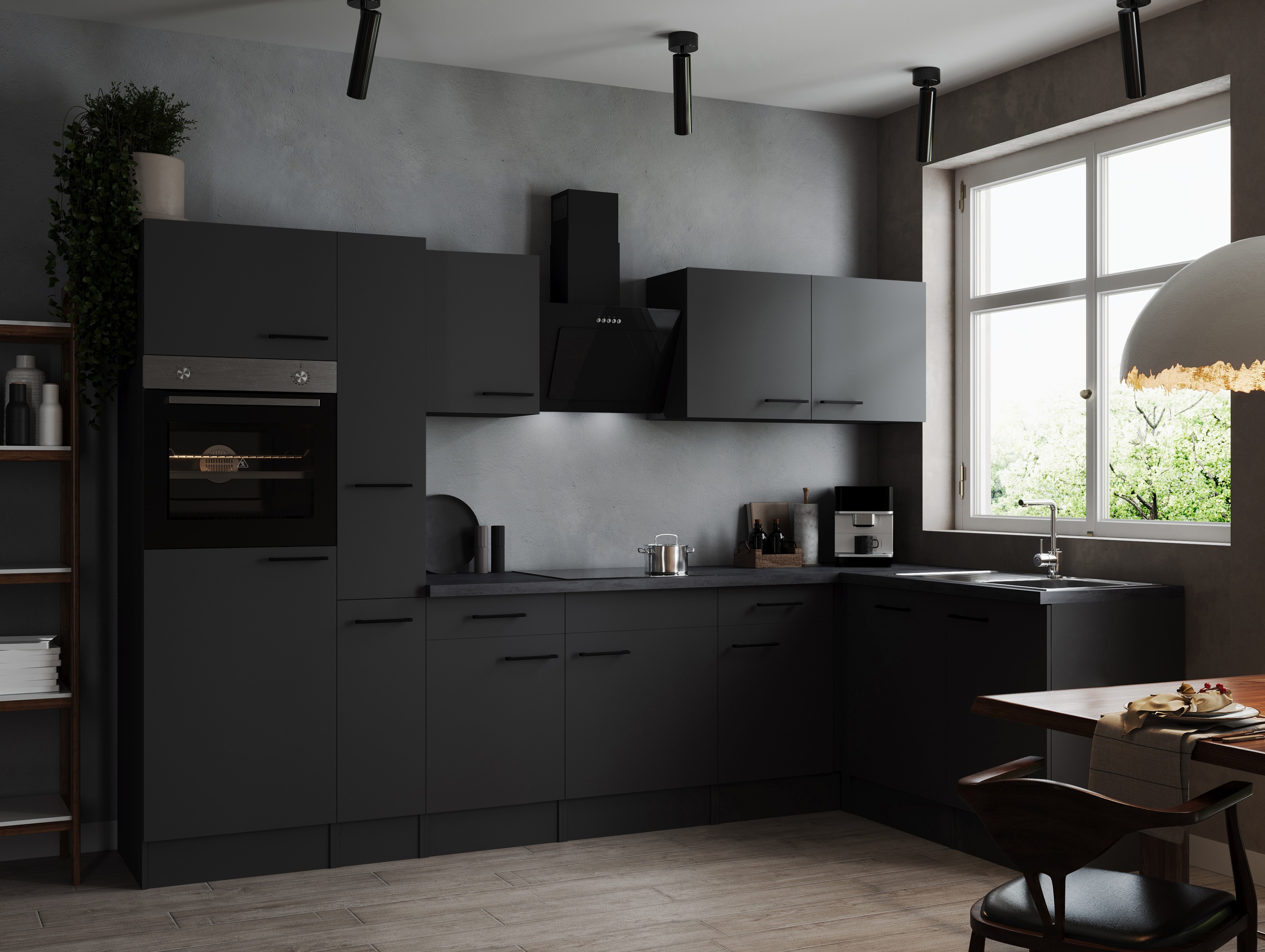 L Küche Küchenzeile Winkelküche Grau Matt Oliver 310 x 172 cm Respekta