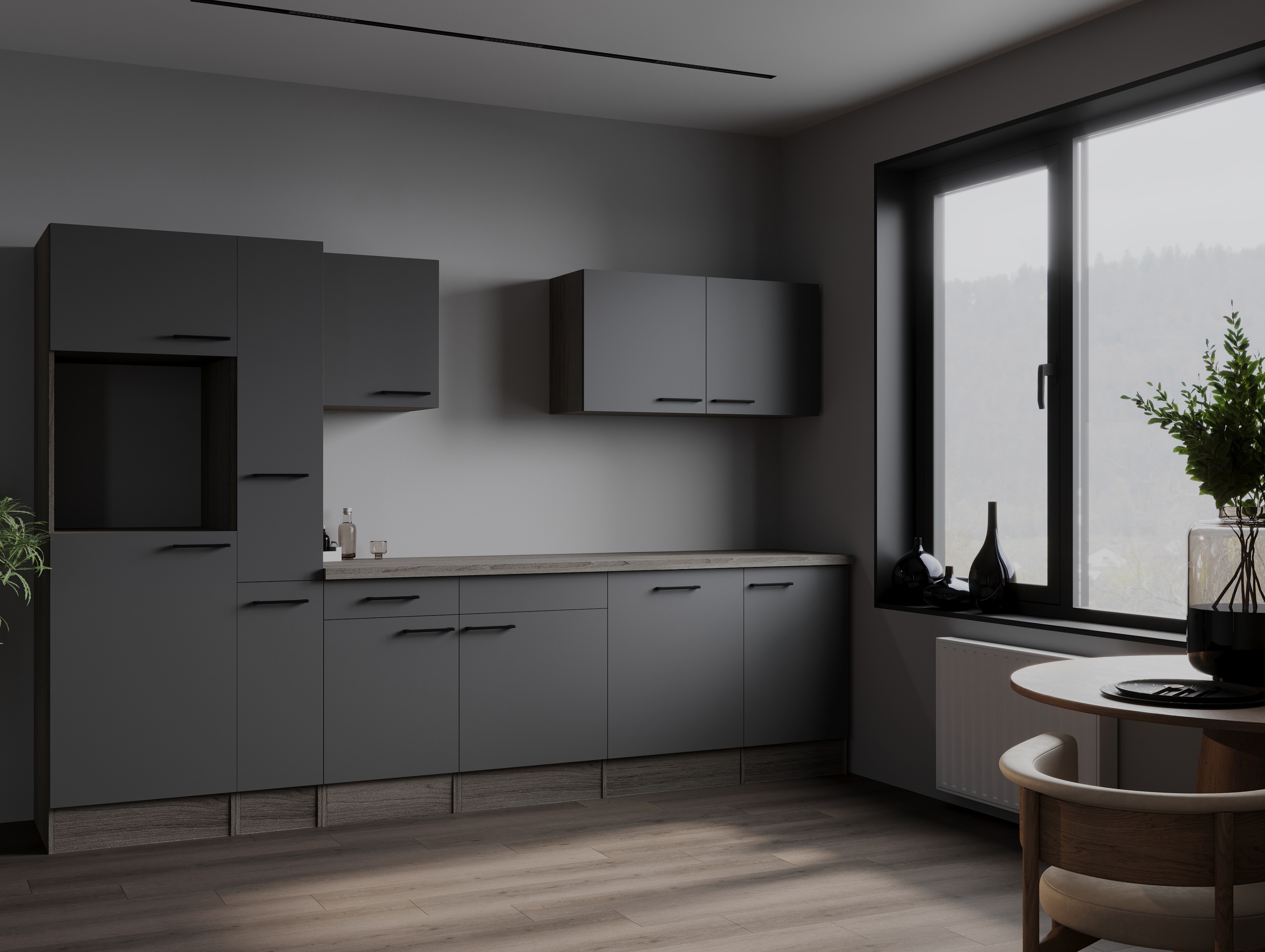 Küche Küchenzeile Leerblock Eiche York Grau Matt Oliver 310 cm Respekta