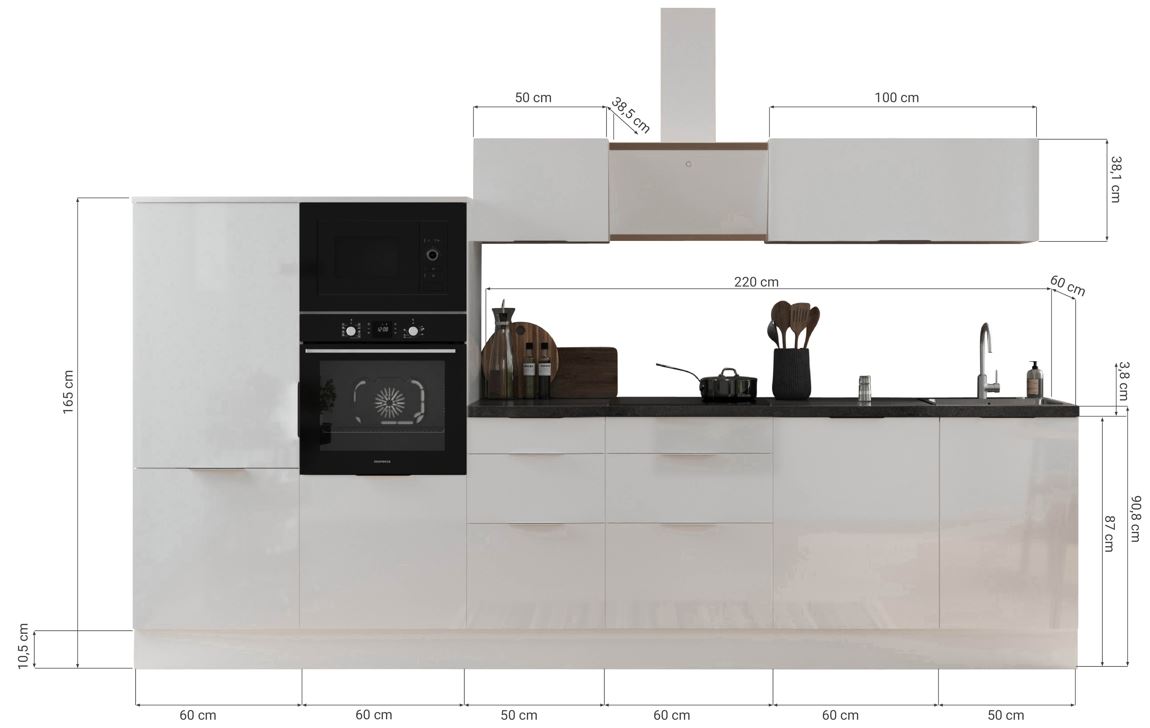 Küche vormontierte Küche 340 cm incl. Geräte Respekta Selection Elisabeth Artisan  Küchenzeile