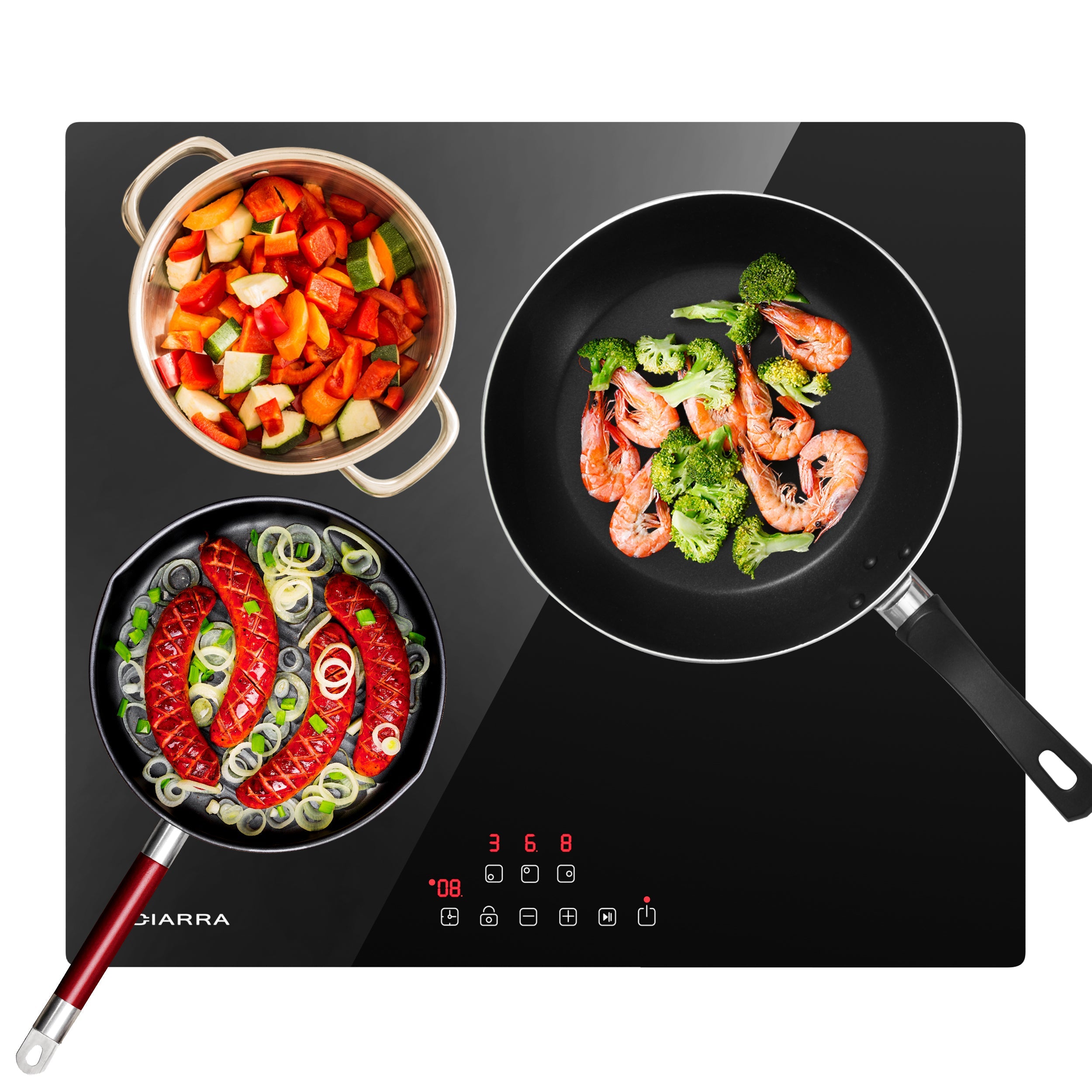 CIARRA 3 Zonen Einbau-Induktionskochfeld mit 9 Leistungsstufen 6100W CBBIH3-OW CIARRA 3 Zonen Einbau-Induktionskochfeld mit 9 Leistungsstufen 6100W CBBIH3-OW