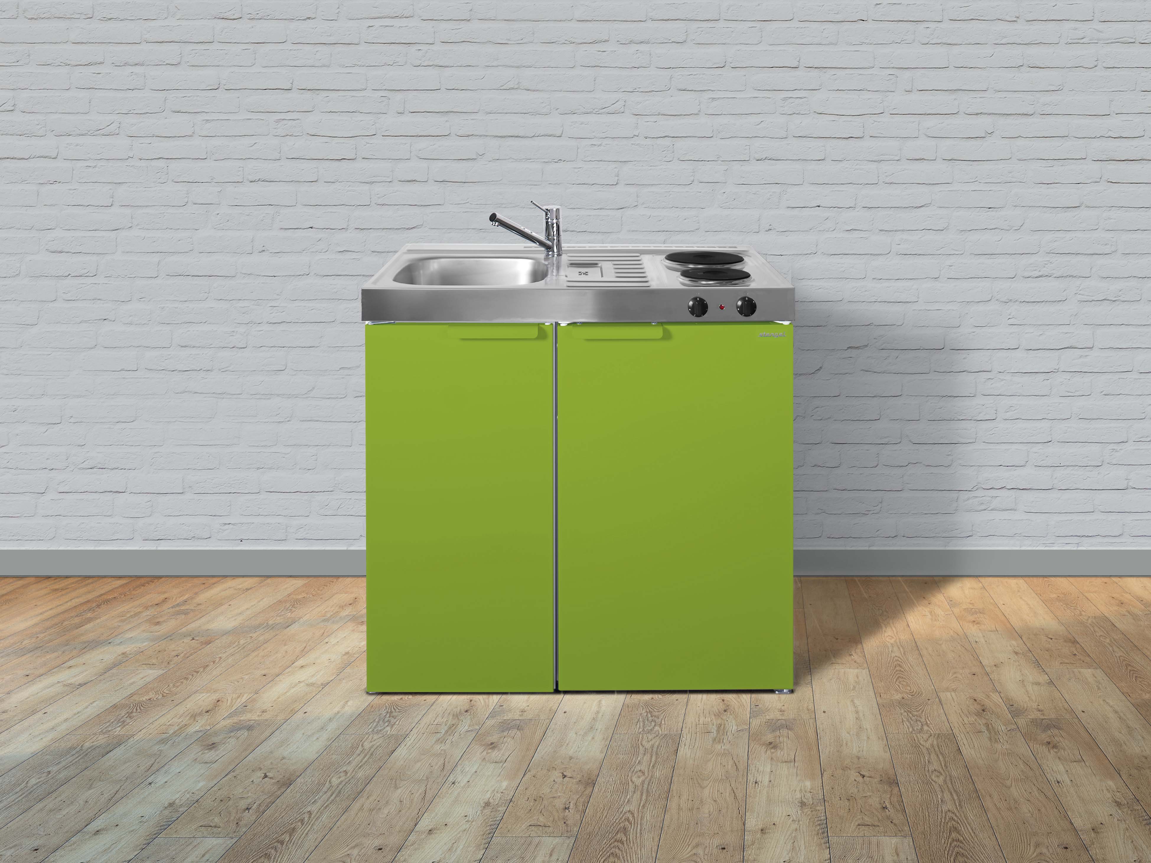 Stengel Miniküche Küche Küchenzeile Singleküche Metallküche Metall 90 cm grün
