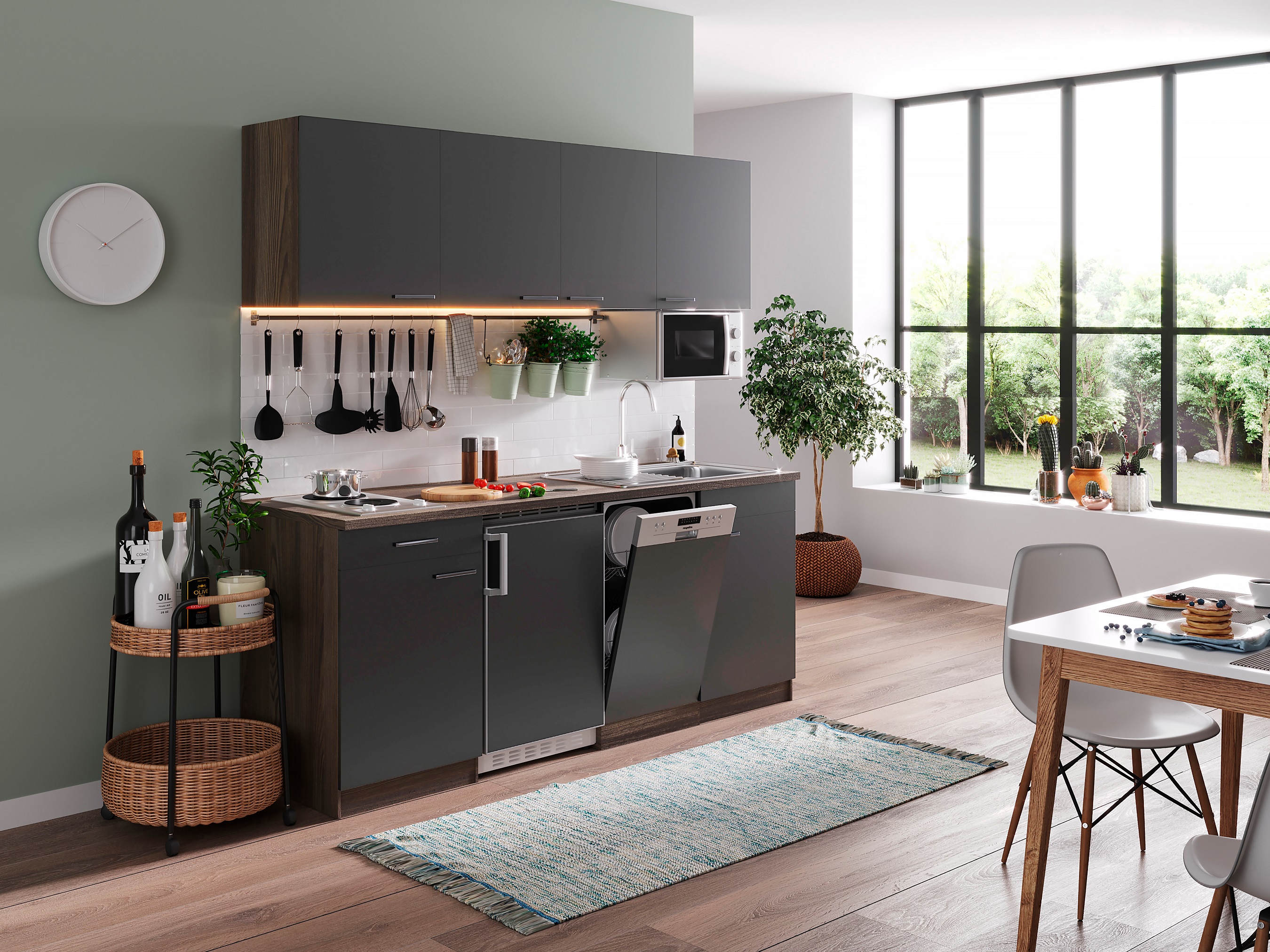 respekta kitchen unit built-in single kitchen 195 cm York oak grey