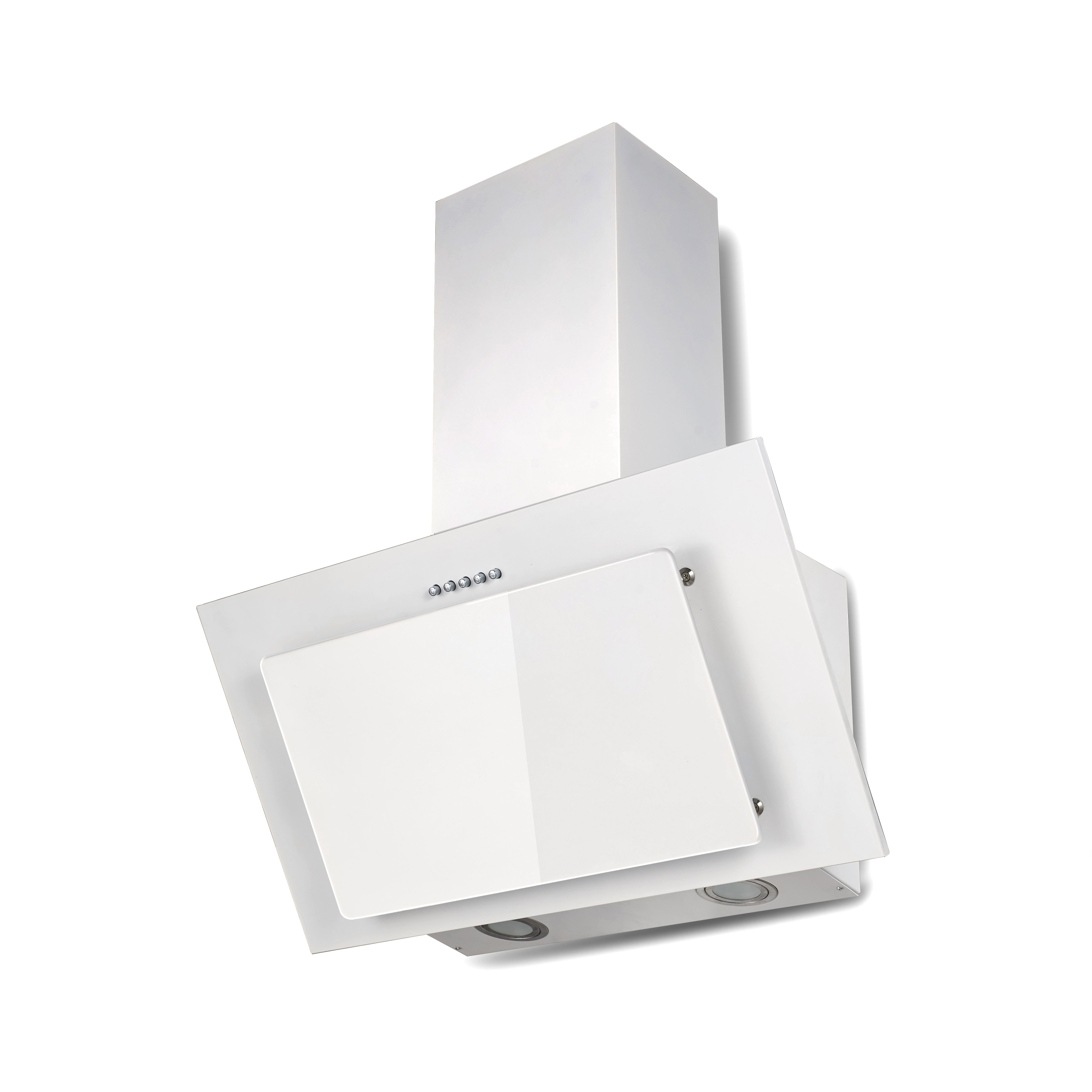 Cooker hood sloping hood head free white 60 cm LED + filter recirculation set respekta