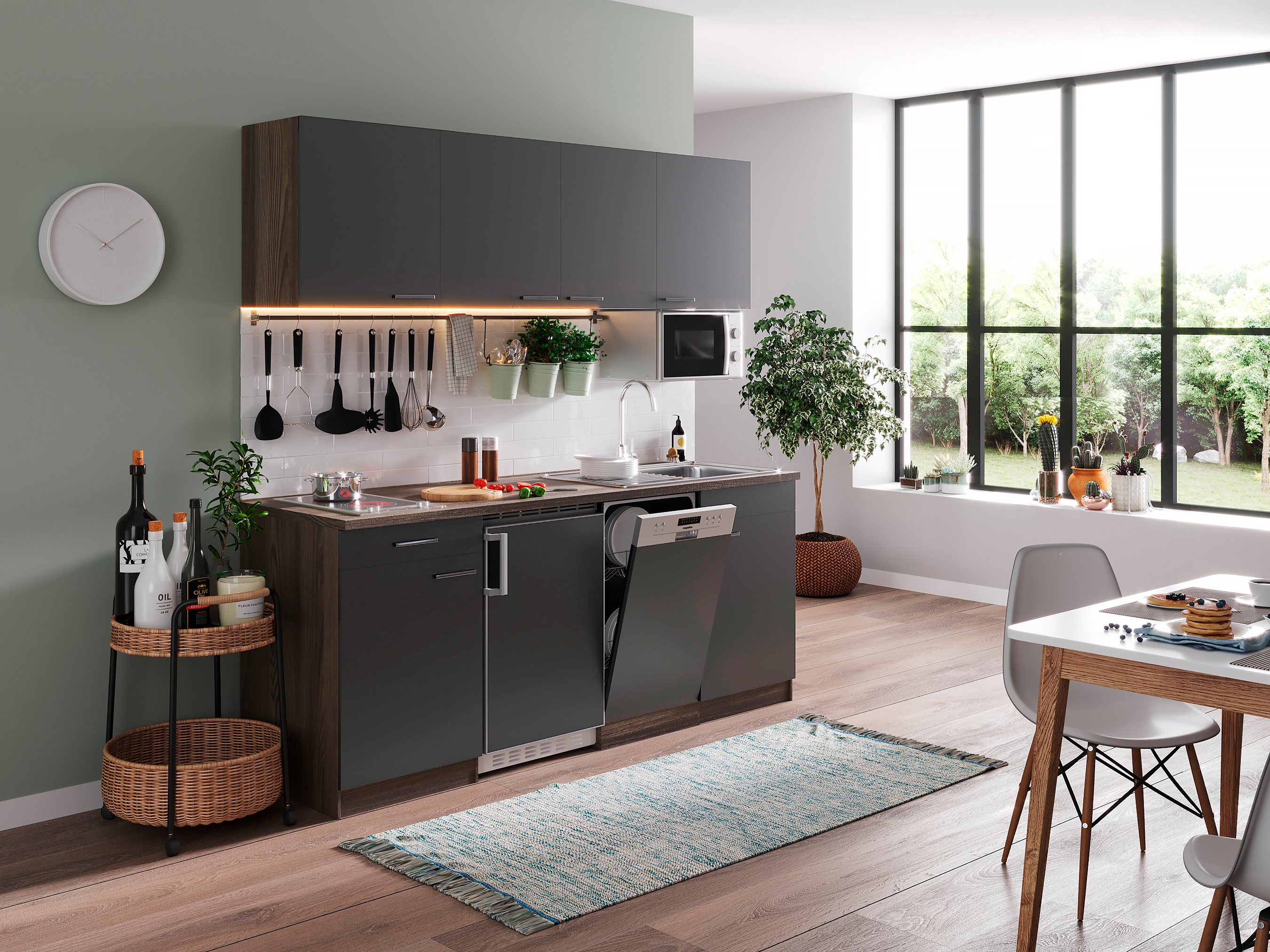 respekta kitchen kitchen unit fitted kitchen single 195 cm York oak grey