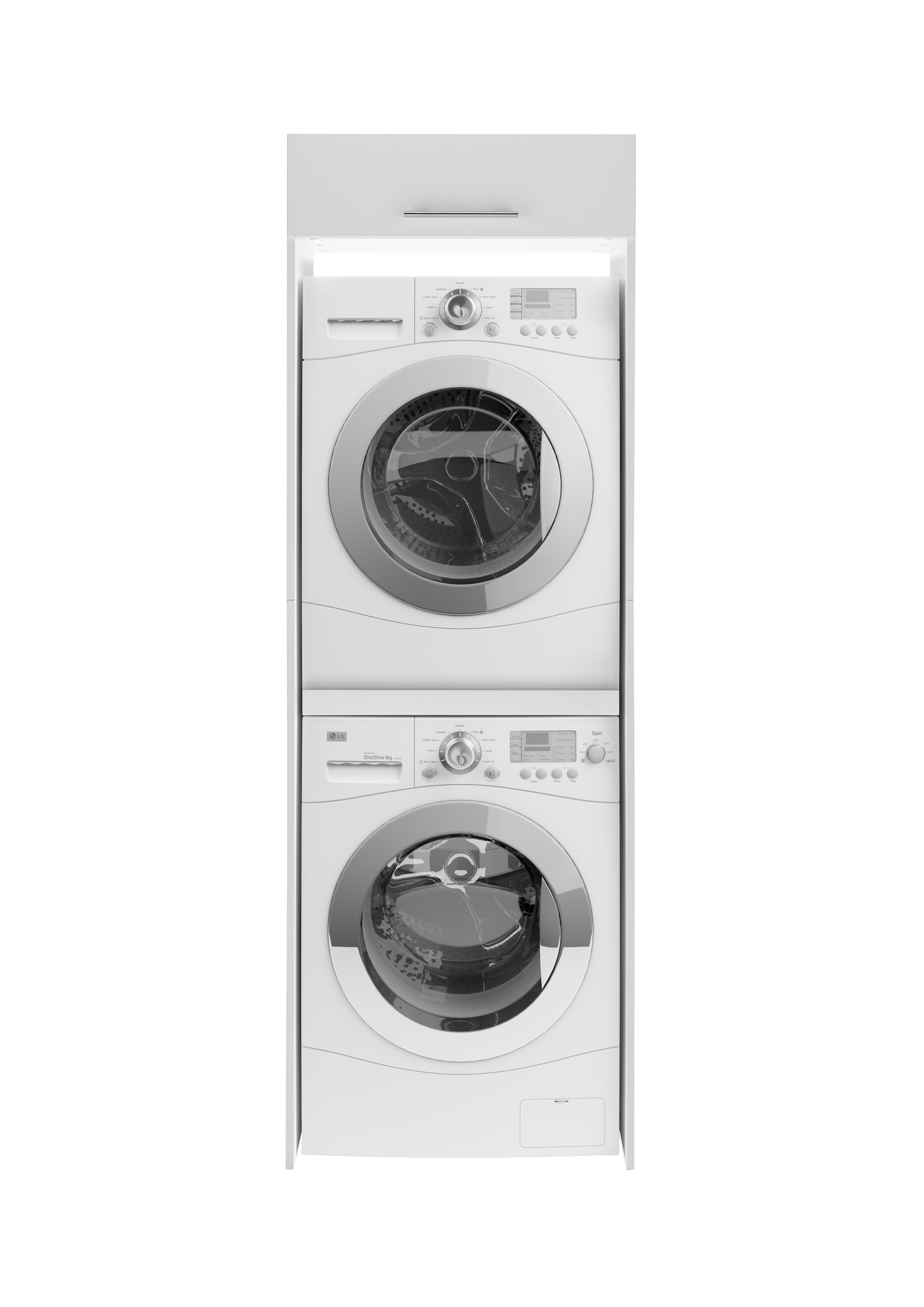 Waschmaschinenschrank Trockner Schrank für 2 Geräte 67 cm Weiß Clara Respekta