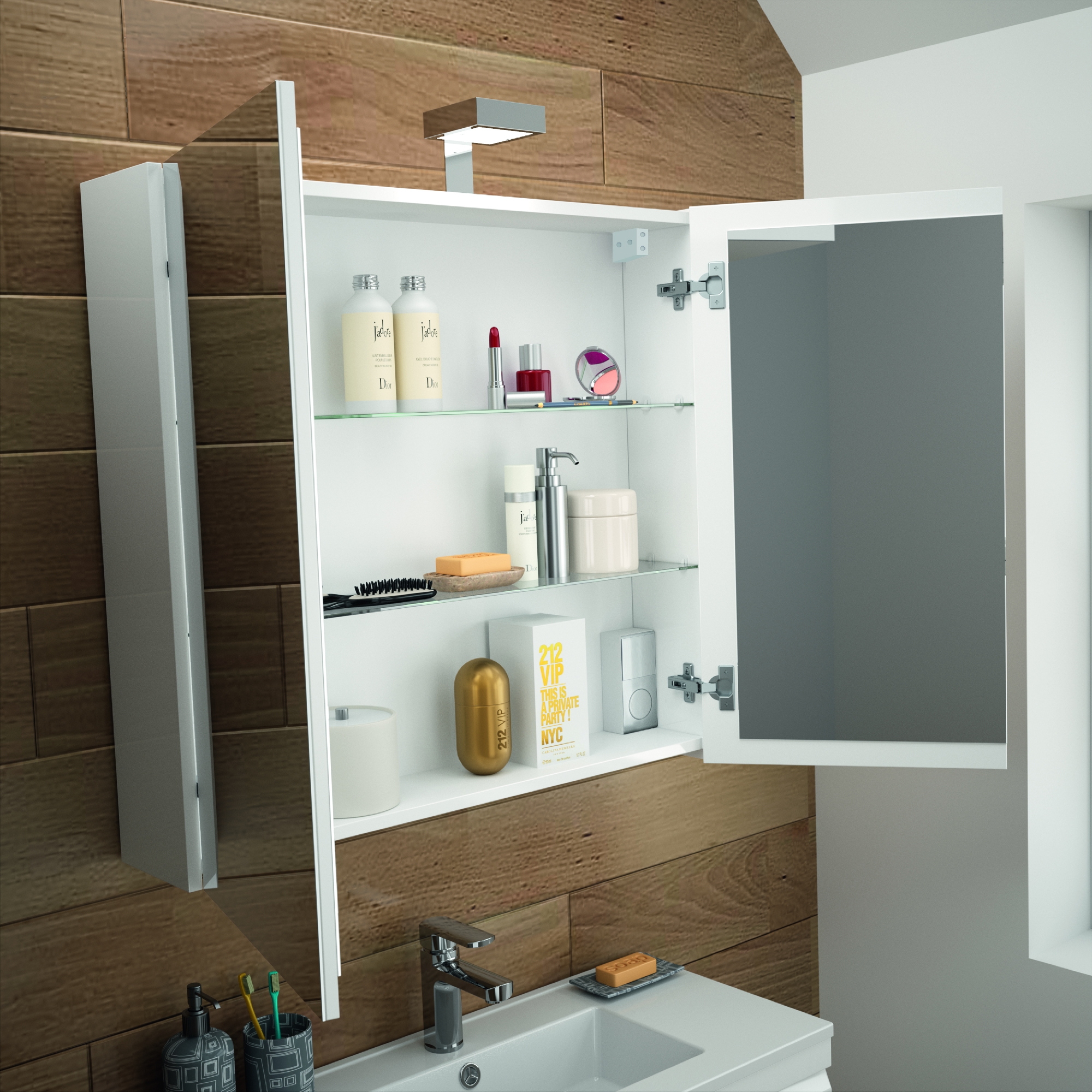 allibert spiegelschrank spiegel badmöbel vormontiert weiß 80 cm led  beleuchtung