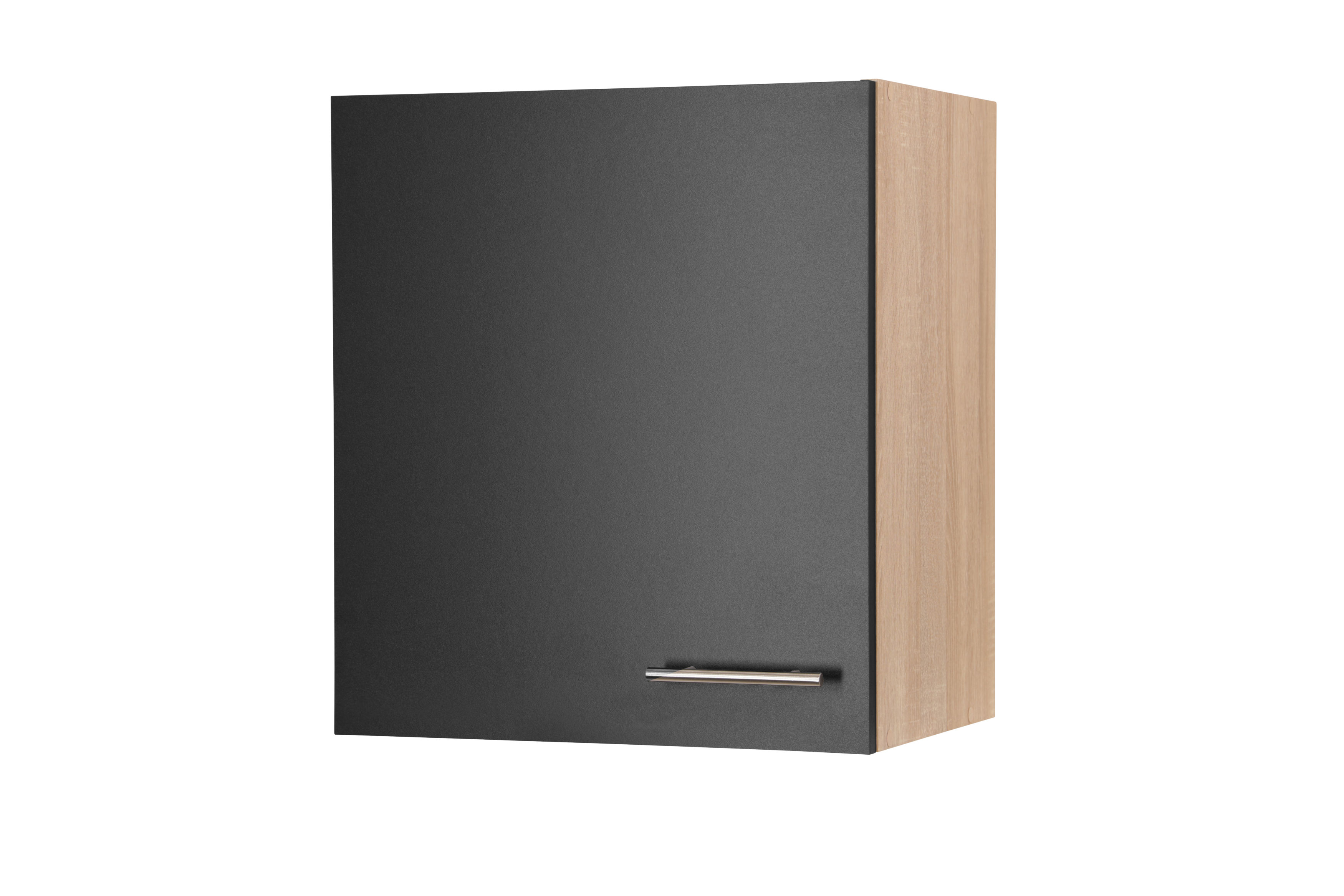 Oberschrank Hängeschrank 50 cm Eiche Sägerau Schwarz Merle Respekta