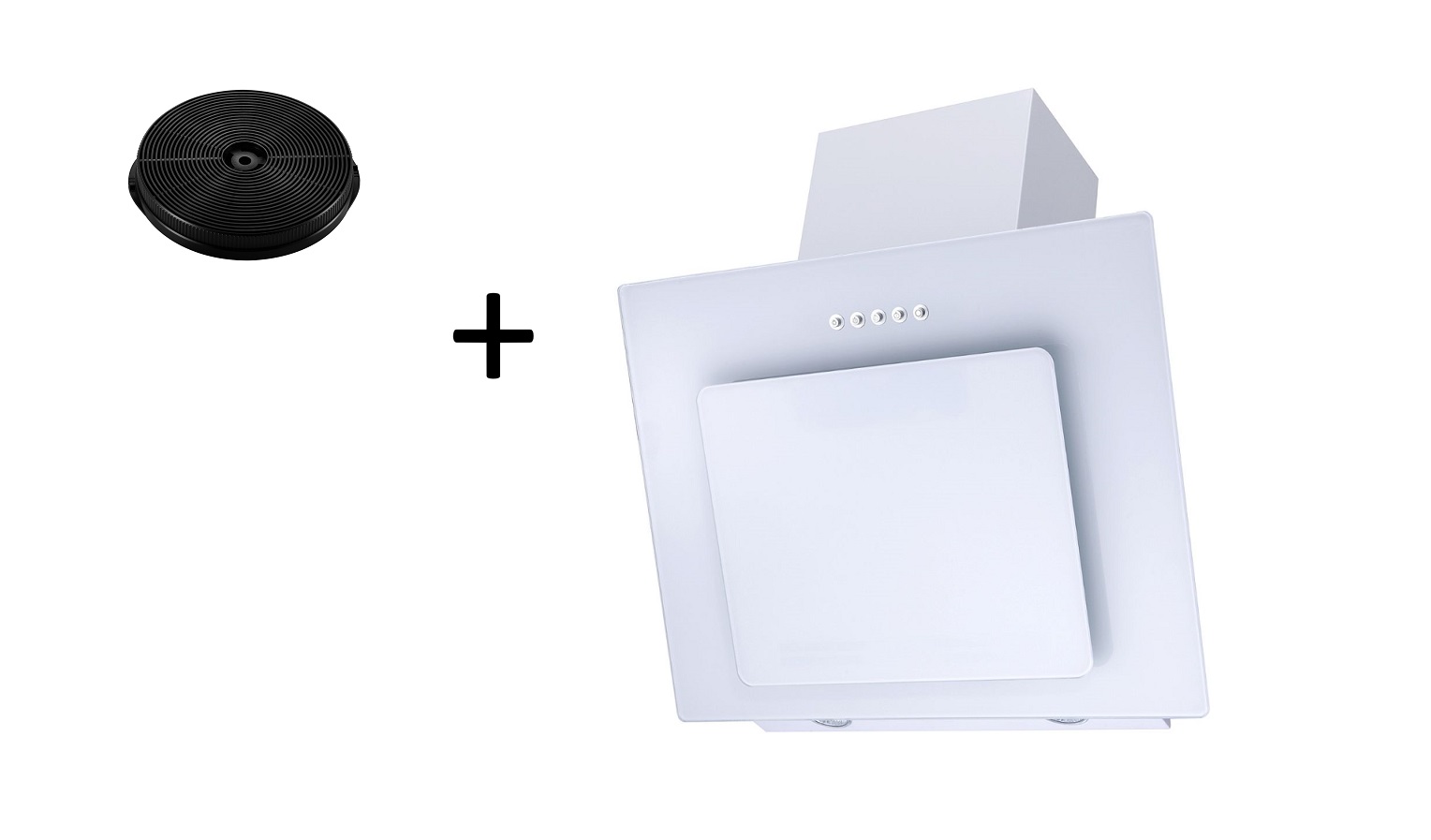 Dunstabzugshaube Schräghaube kopffrei weiß 60 cm LED + Filter Umluftset respekta