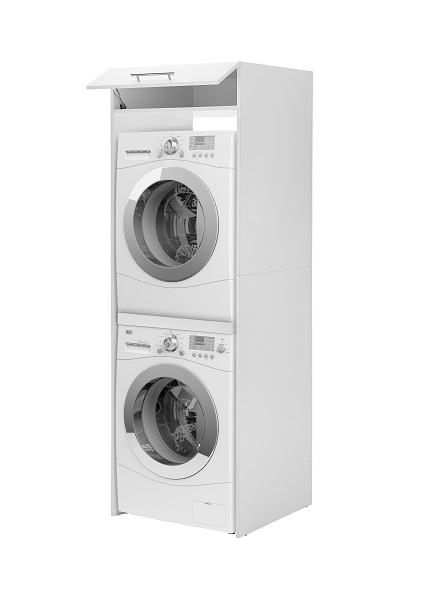 Waschmaschinenschrank Trockner Schrank für 2 Geräte 67 cm Weiß Clara Respekta