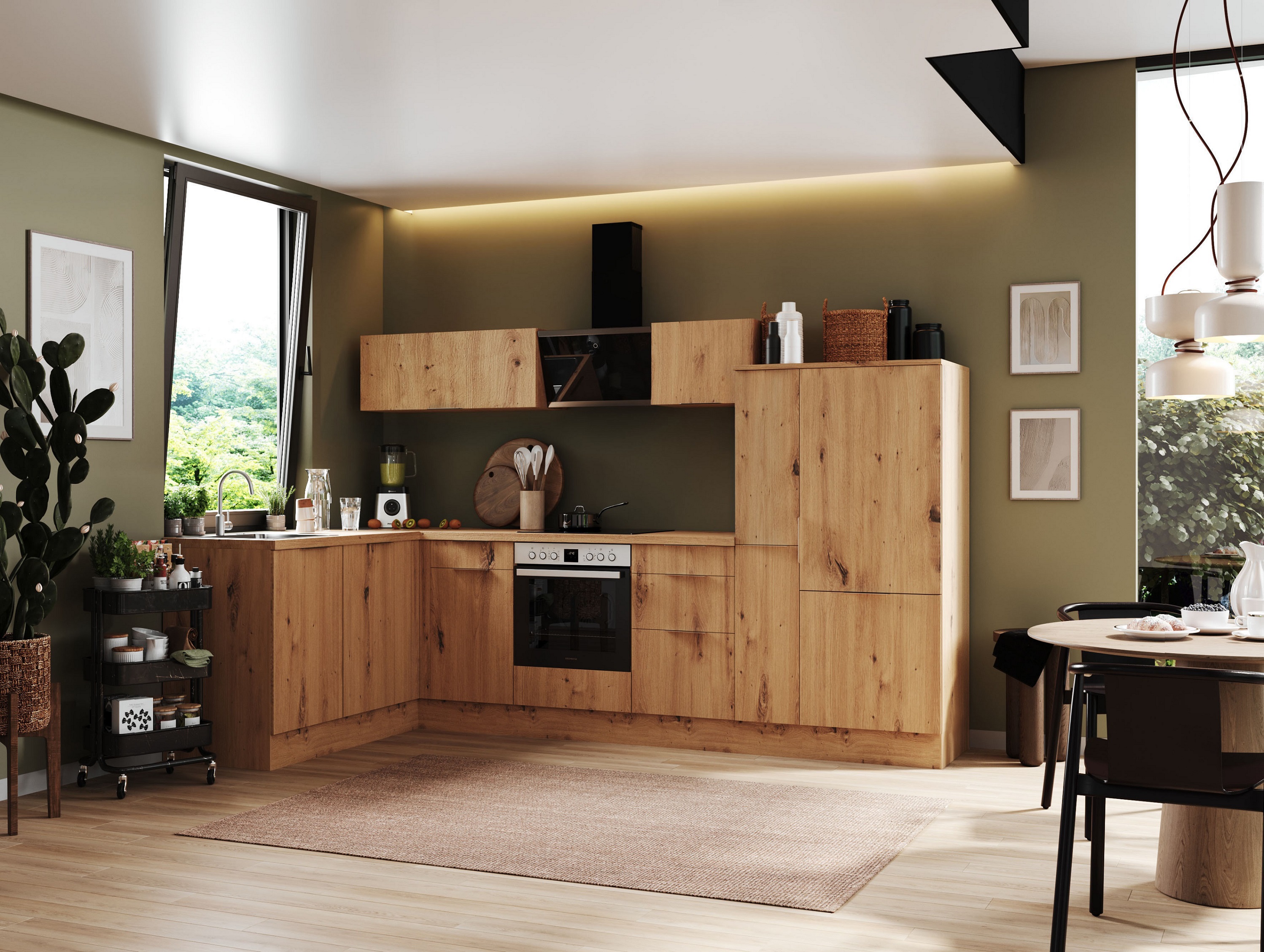 Küche vormontierte L - Küche 310 x 175 cm wechselseitig aufbaubar incl. Geräte Respekta Selection Elisabeth Artisan 