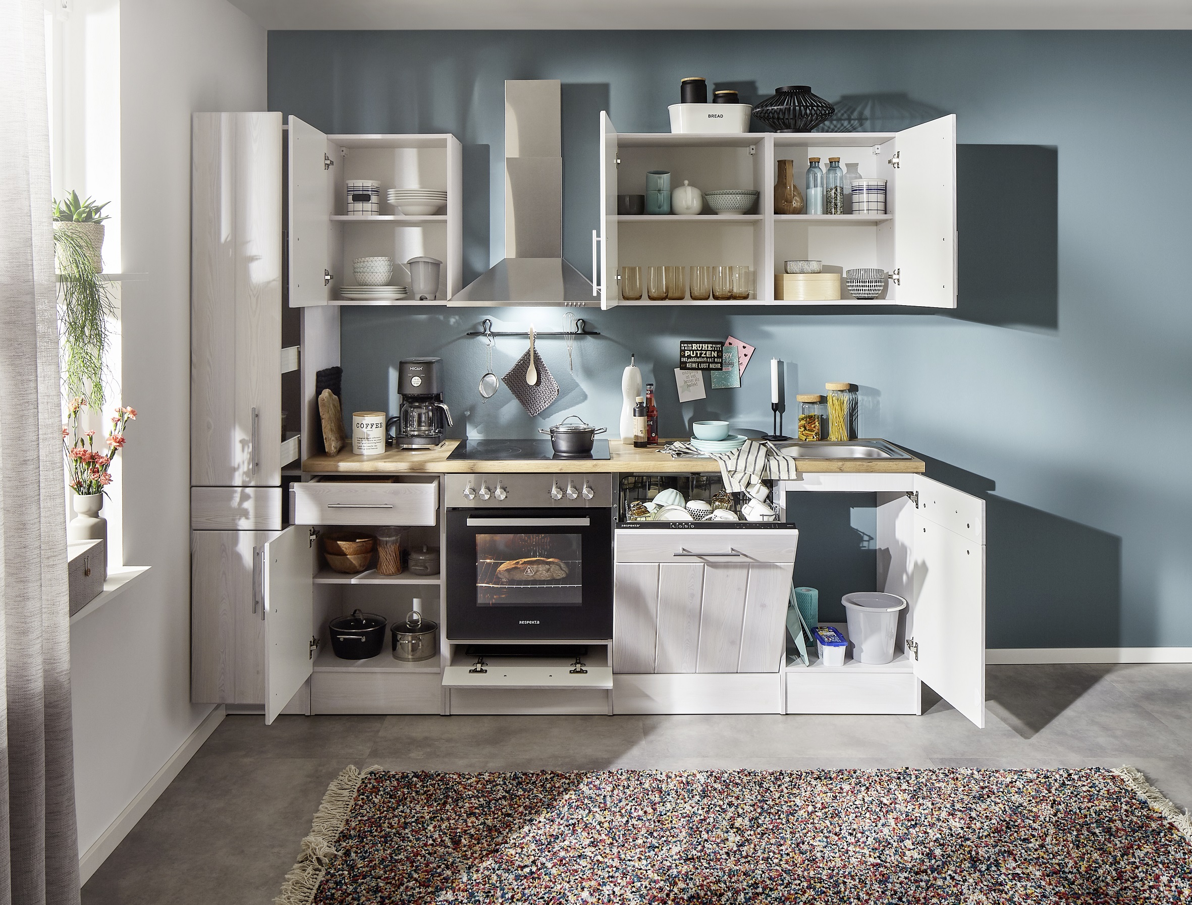Hängeschrank Küche 100cm Breit MDF Front Hängeschrank Hängeschrank Stilo Weiß 60cm – Küchenzeile Landhausstil, Höhe 36cm, MDF Front Küchenschrank Weiß Küchenschrank 60 Cm Breit