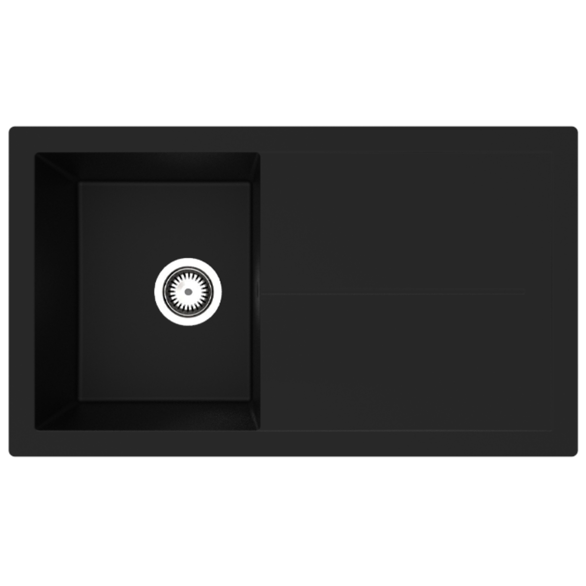 Einbauspüle Küchenspüle Spüle Granit Mineralite 86 x 50 cm Schwarz Respekta