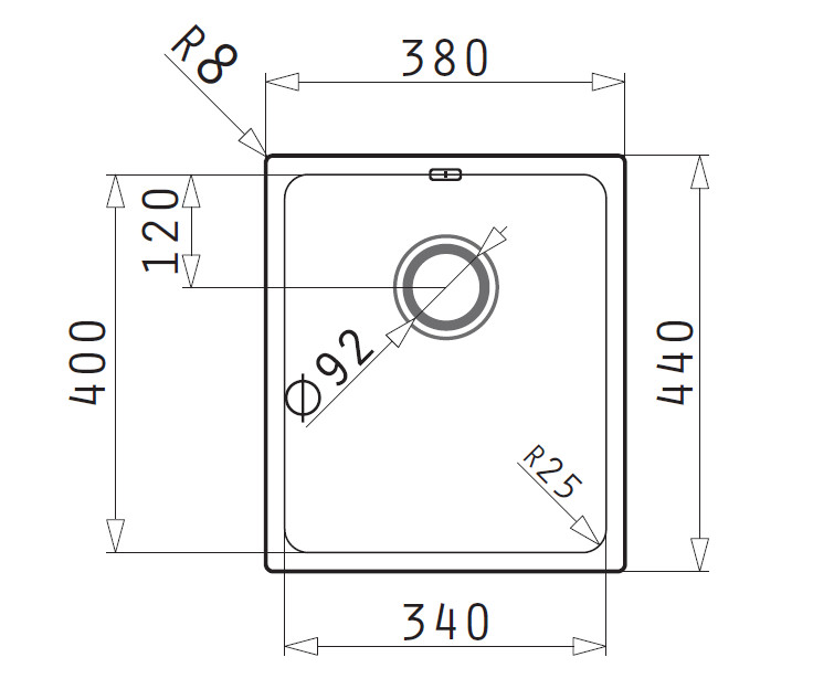 Pyramis lavello in acciaio inox Lavello in acciaio inox a filo Lydia 34 x 40