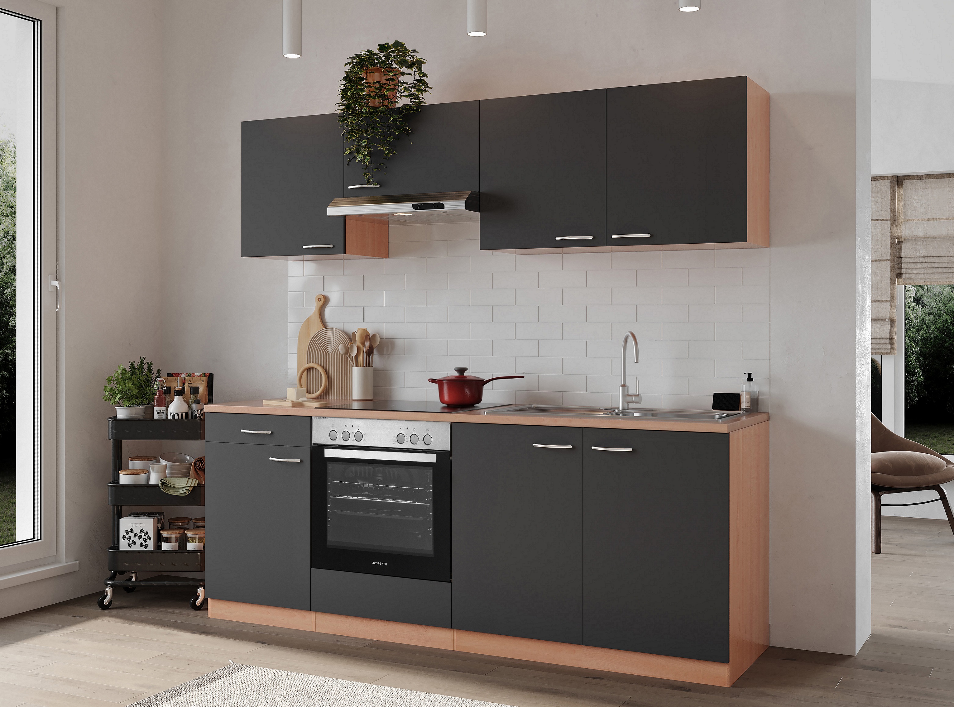 respekta cucina cucina componibile completa 210 cm faggio grigio