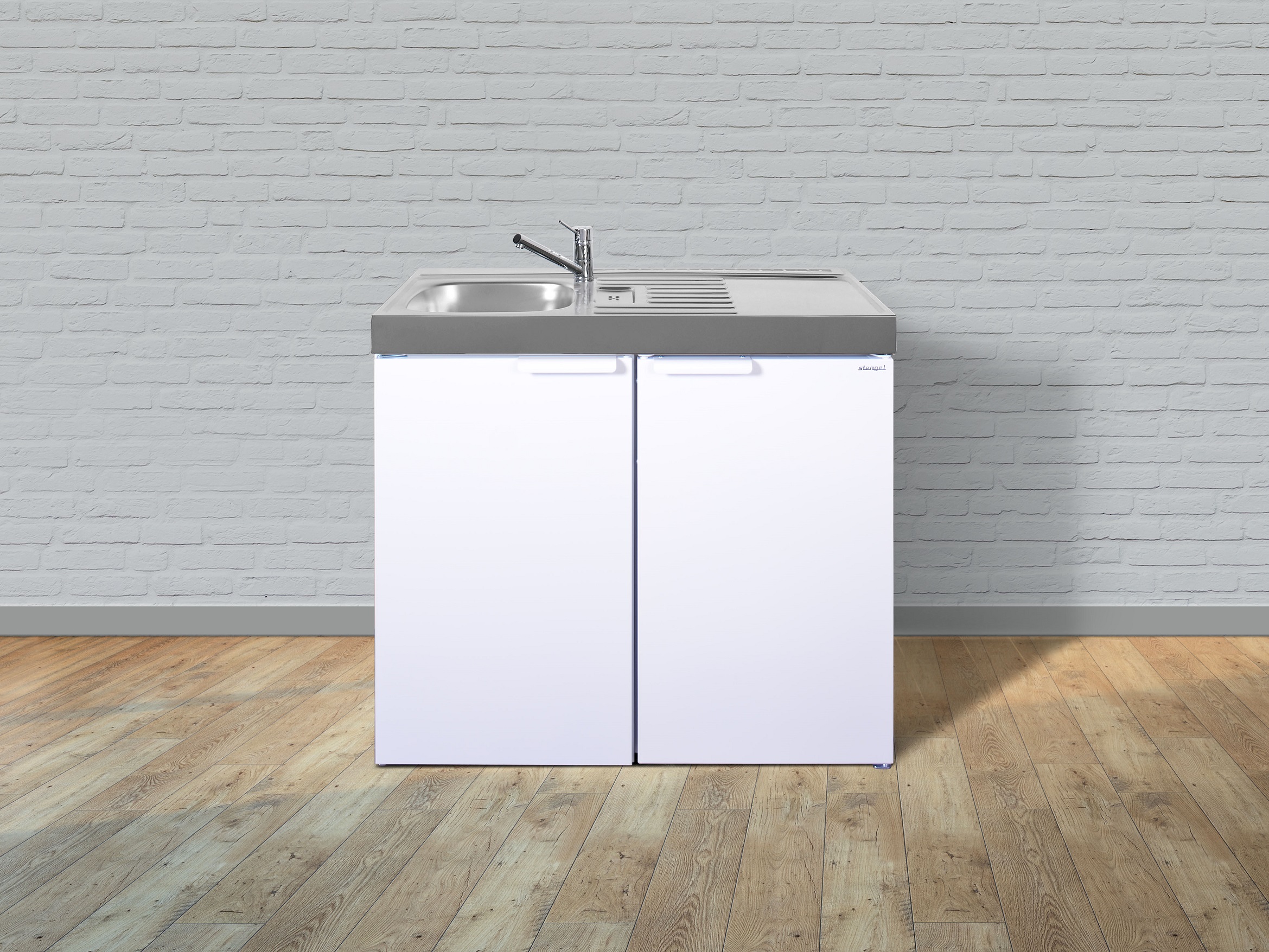 Küche Miniküche Küchenzeile Küchenblock Metall Singleküche Stengel 100 cm weiss