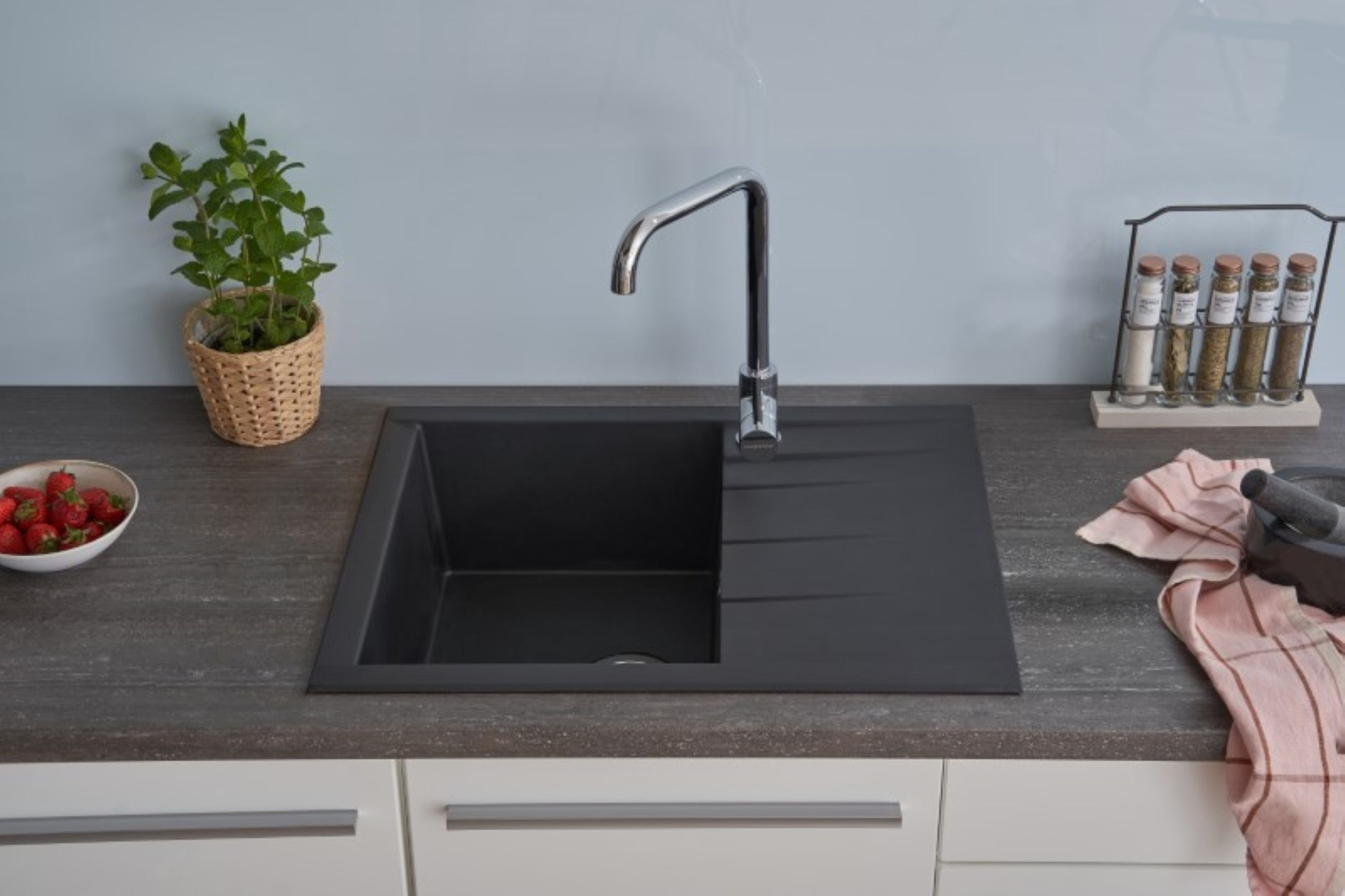 Respekta Küche L-Küchenzeile Merle Küchenblock 220 cm mit Fronten in – Kaschmir / Eiche Sägerau Nachbildung