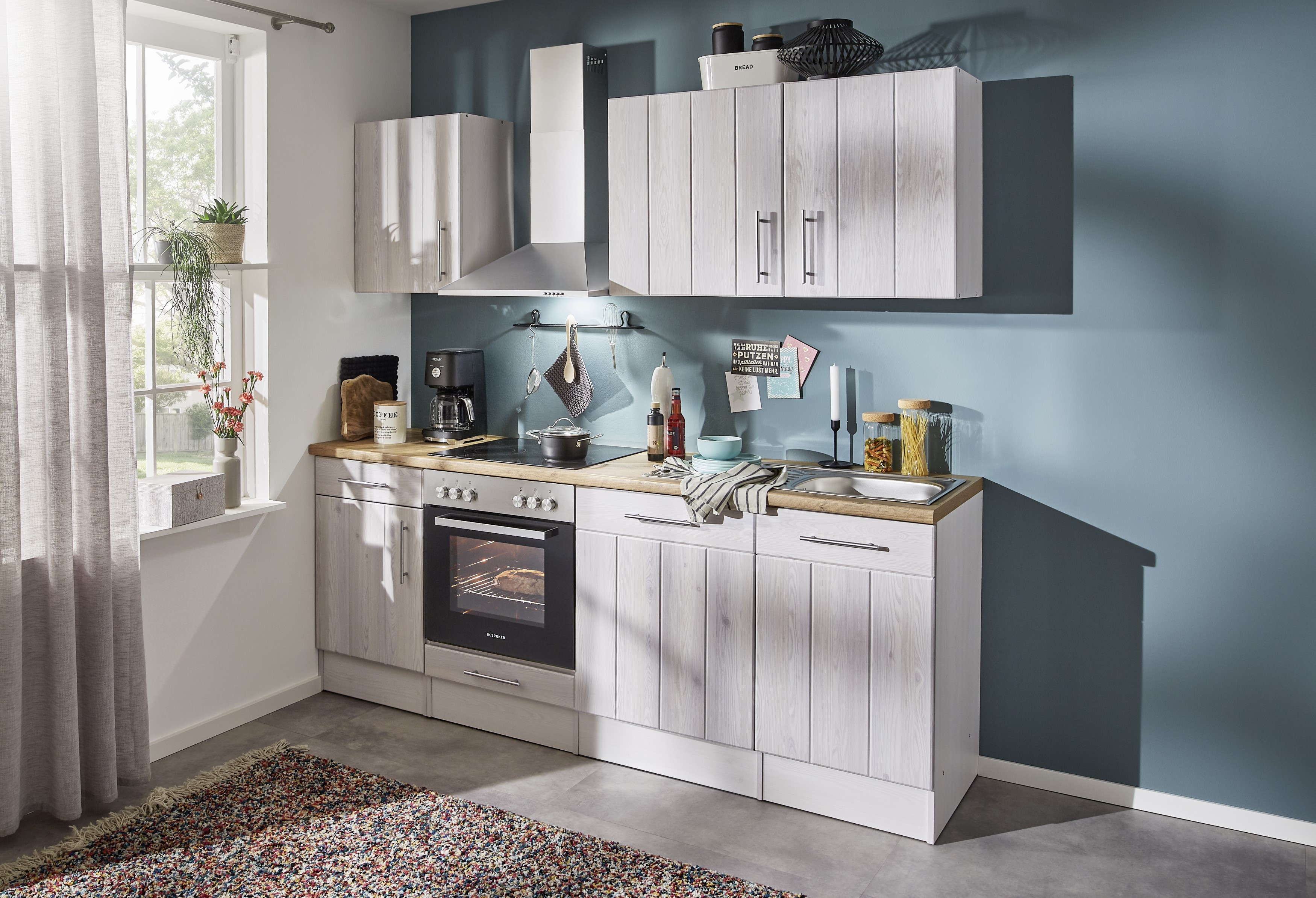 Küche Küchenzeile Leerblock Landhaus Lärche Weiß Anton 220 cm Respekta Küche Küchenzeile Leerblock Landhaus Lärche Weiß Anton 220 cm Respekta