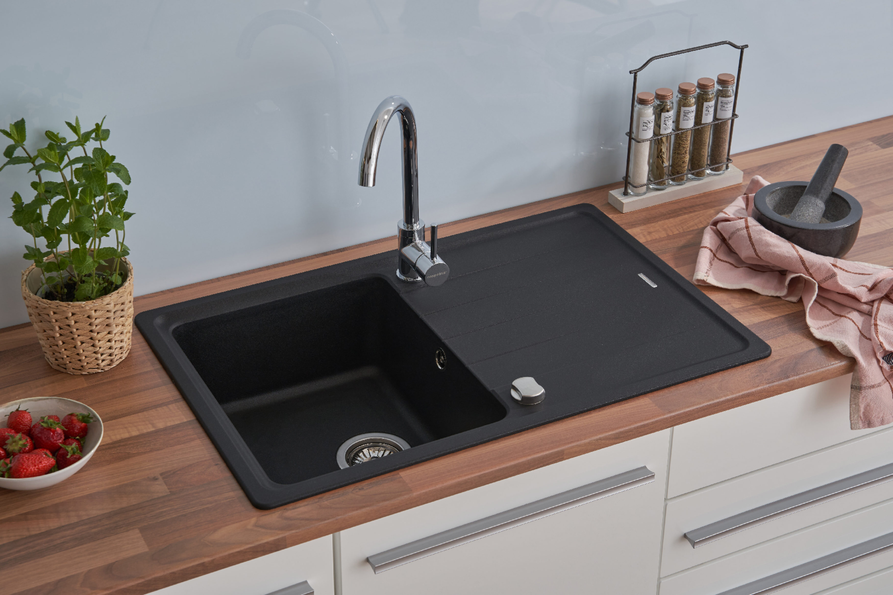 Kitchen sink granite fitted sink granite sink 78x50 black espekta by Schock