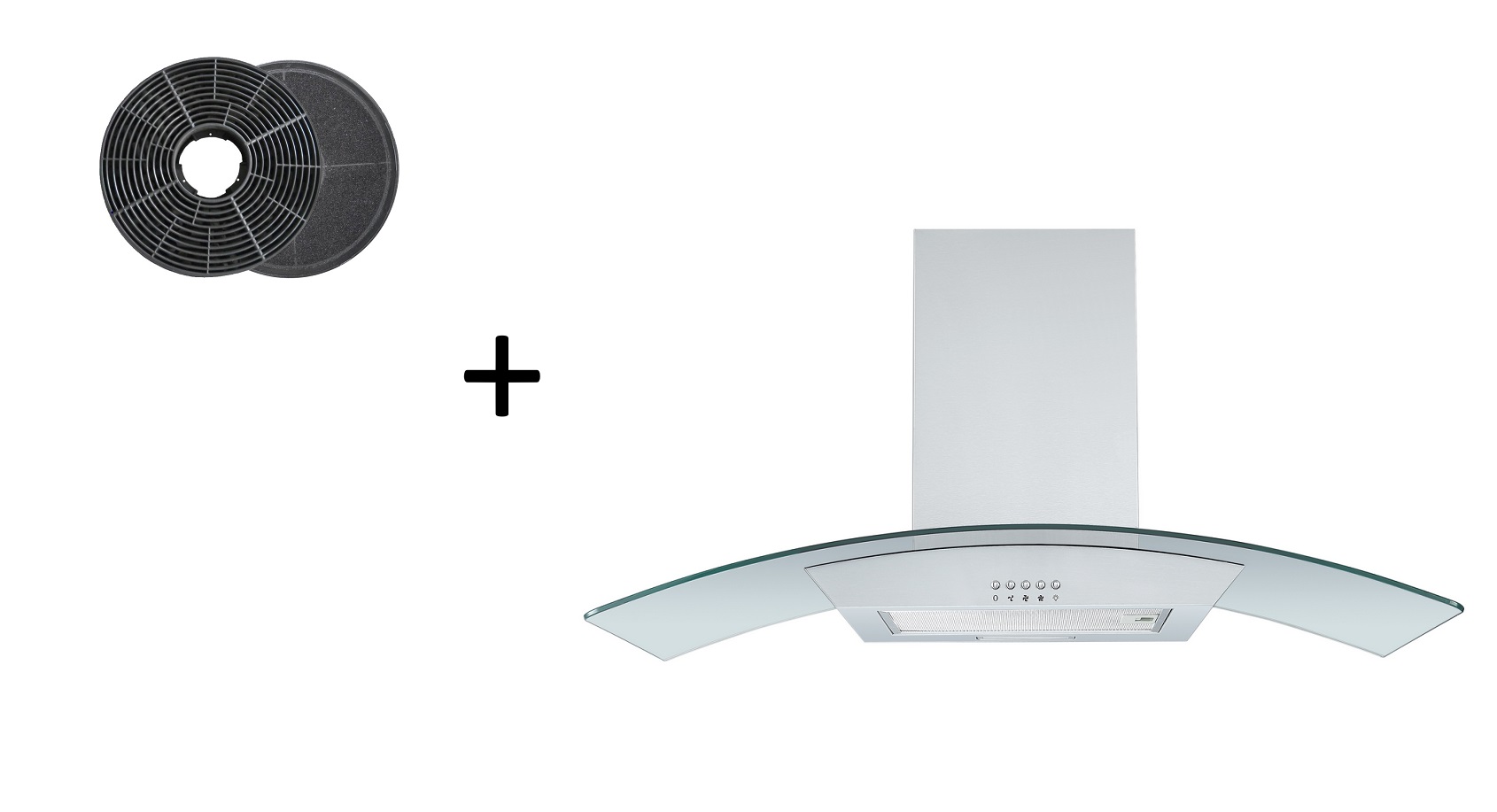 Dunstabzugshaube Kaminhaube Wandhaube Glas LED 90 cm + Filter Umluftset respekta
