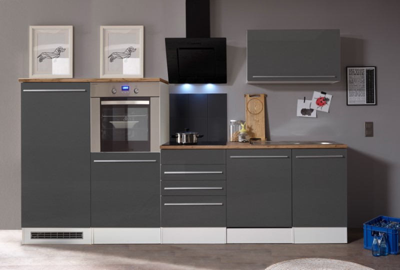 Küche Küchenzeile Leerblock Einbauküche Grau Gabriel 290 cm Respekta Premium
