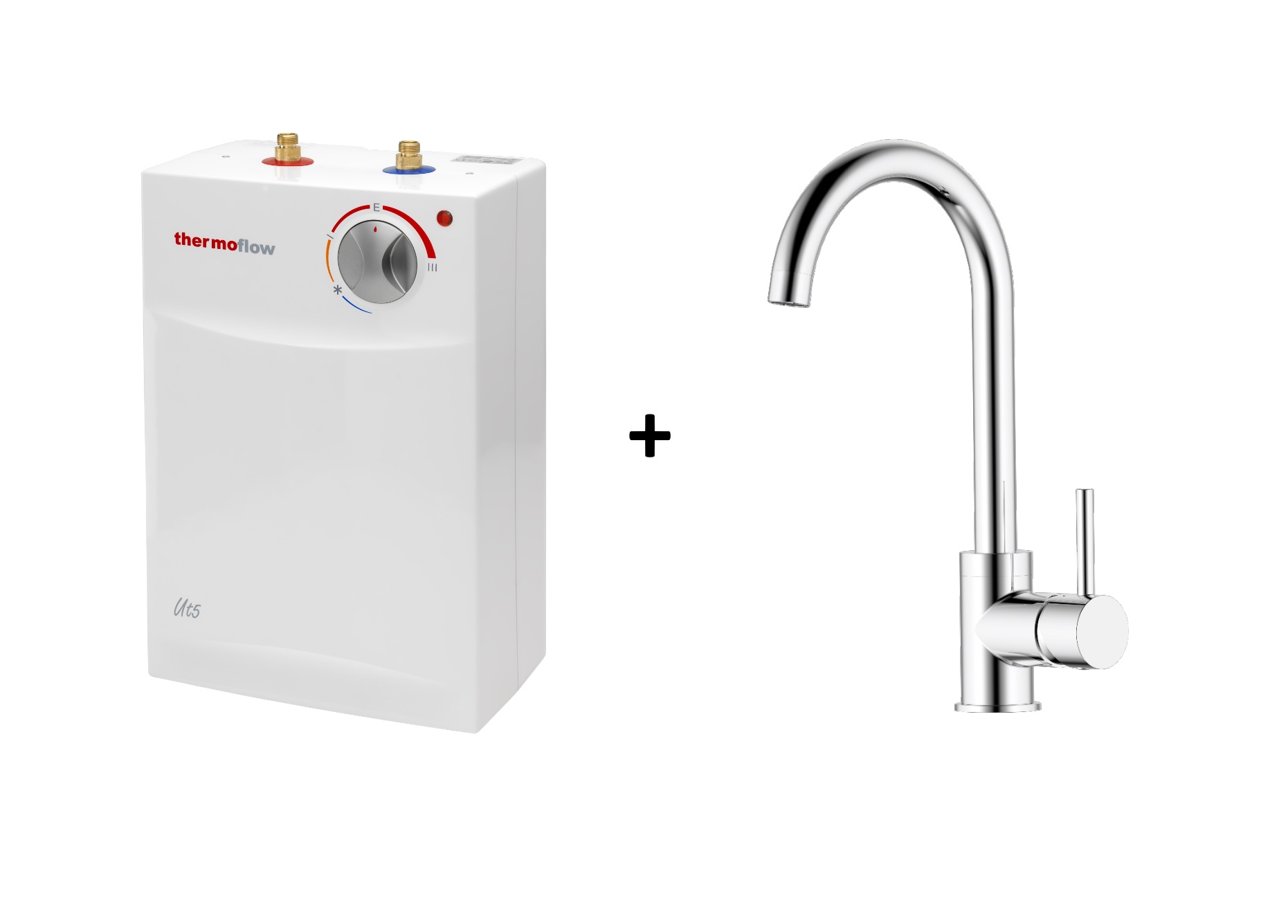 Thermoflow Unité sous-comptoir Chaudière 5l sous-comptoir Réservoir d'eau chaude + raccord 2KW