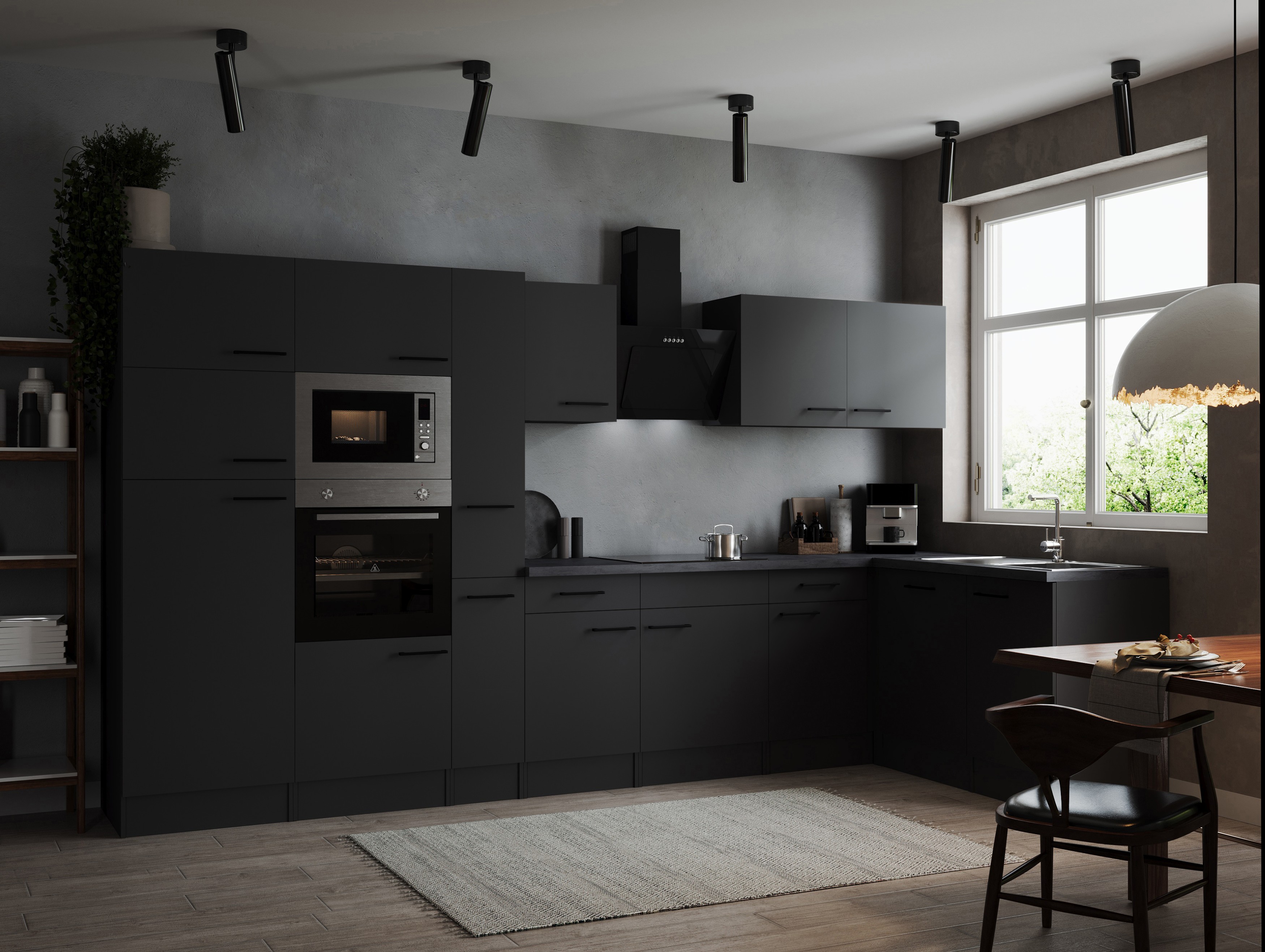 L Küche Küchenzeile Winkelküche Grau Matt Oliver 370 x 172 cm Respekta