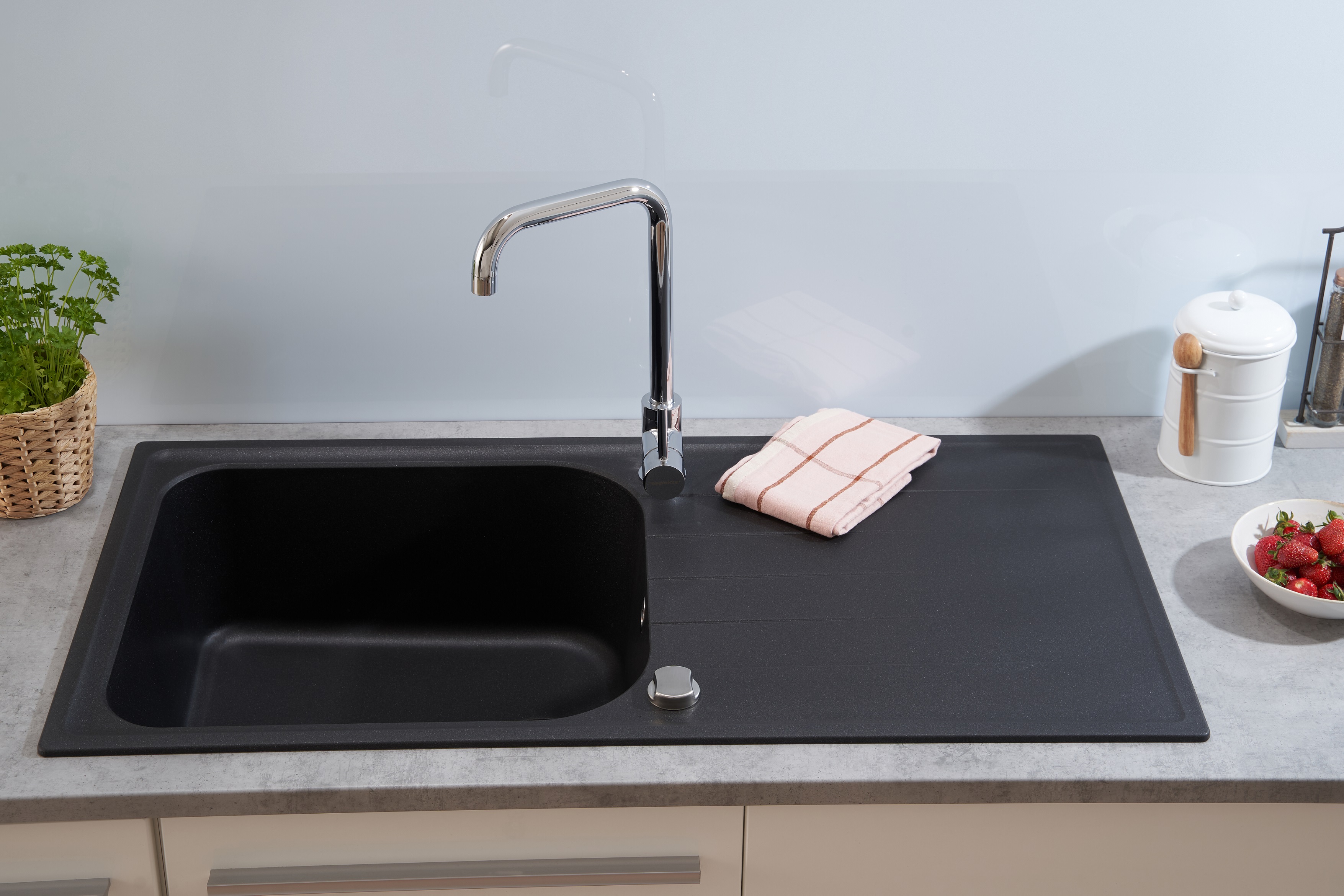 Küchenspüle Spüle Granit Einbauspüle Küche 100x50 schwarz respekta by Schock