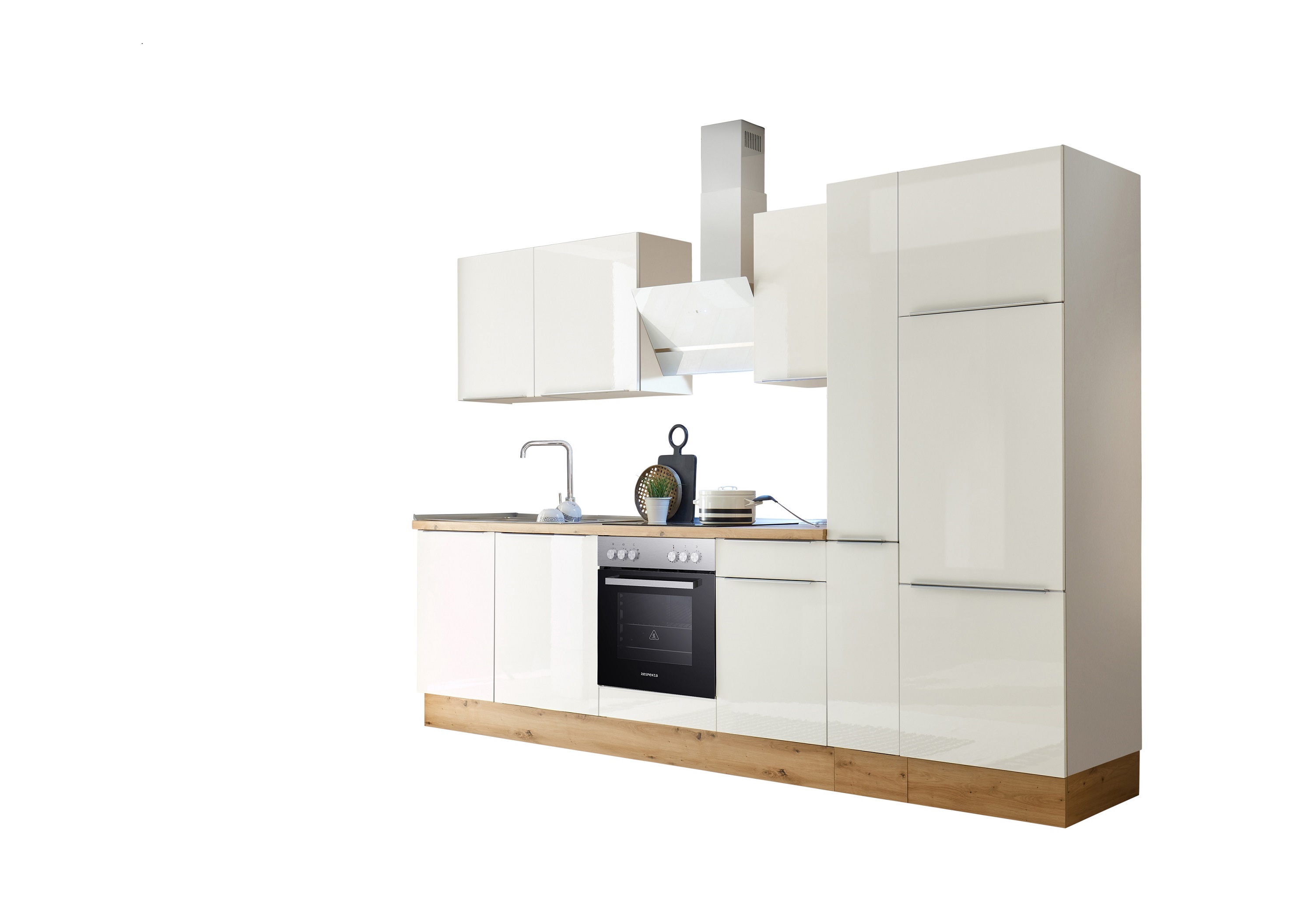 Küche Küchenzeile Küchenblock Marleen Premium 310 cm Weiß Artisan Eiche Respekta
