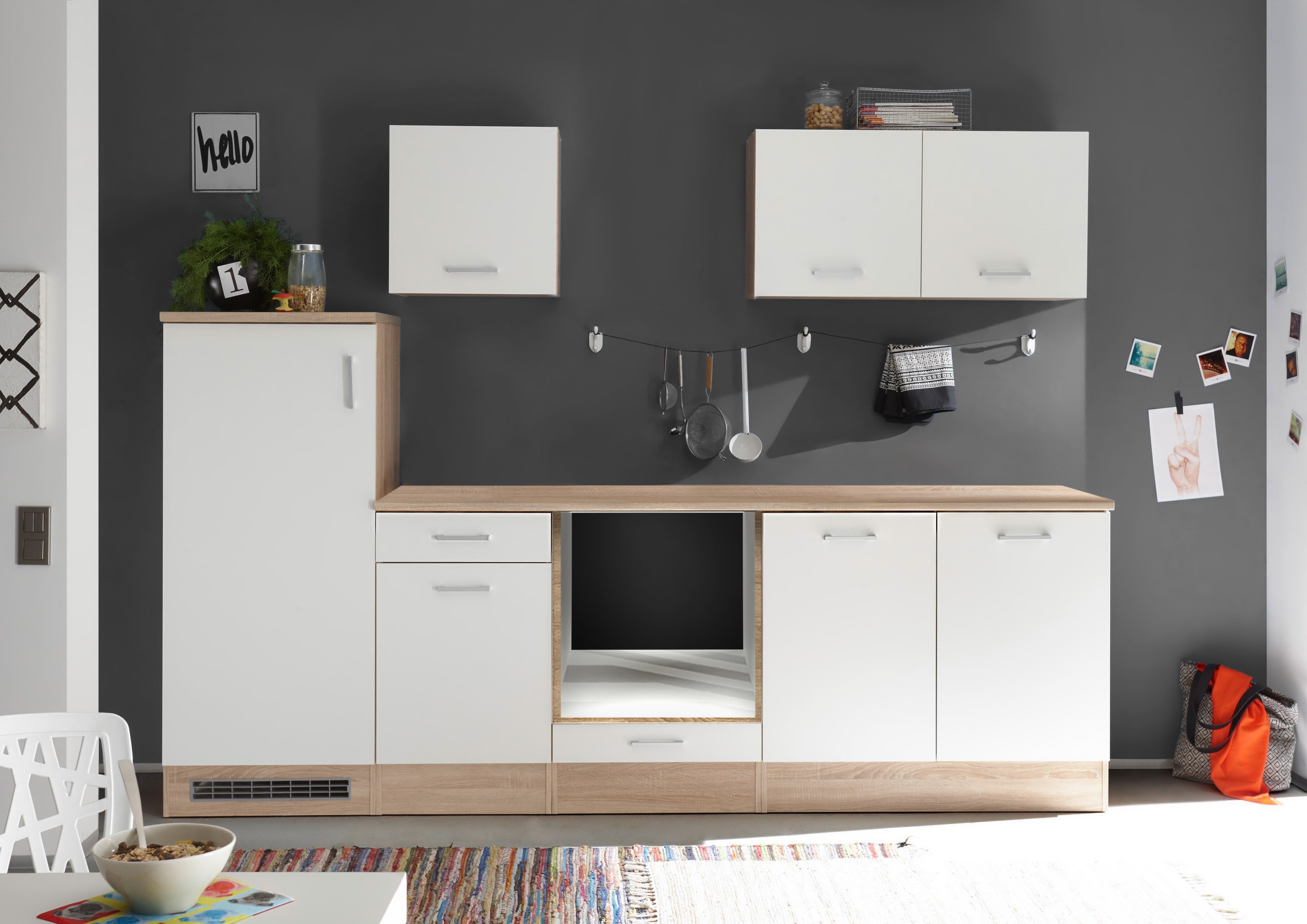 Küche Küchenzeile Leerblock Einbauküche Petunia 270 cm Eiche Natura Respekta Küche Küchenzeile Leerblock Einbauküche Petunia 270 cm Eiche Natura Respekta