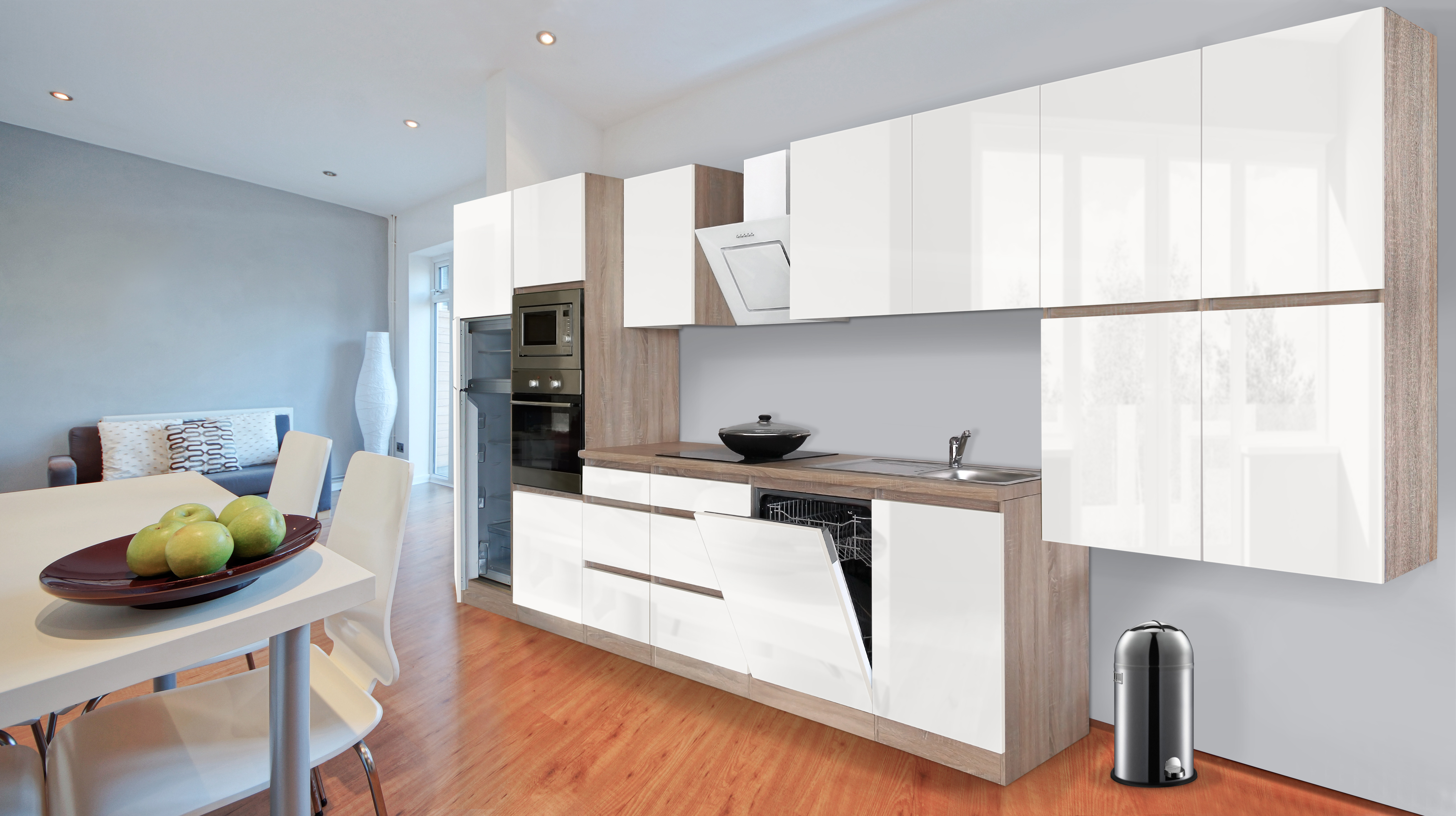 respekta angolo cottura unità cucina senza maniglie cucina 445 cm rovere sonoma bianco