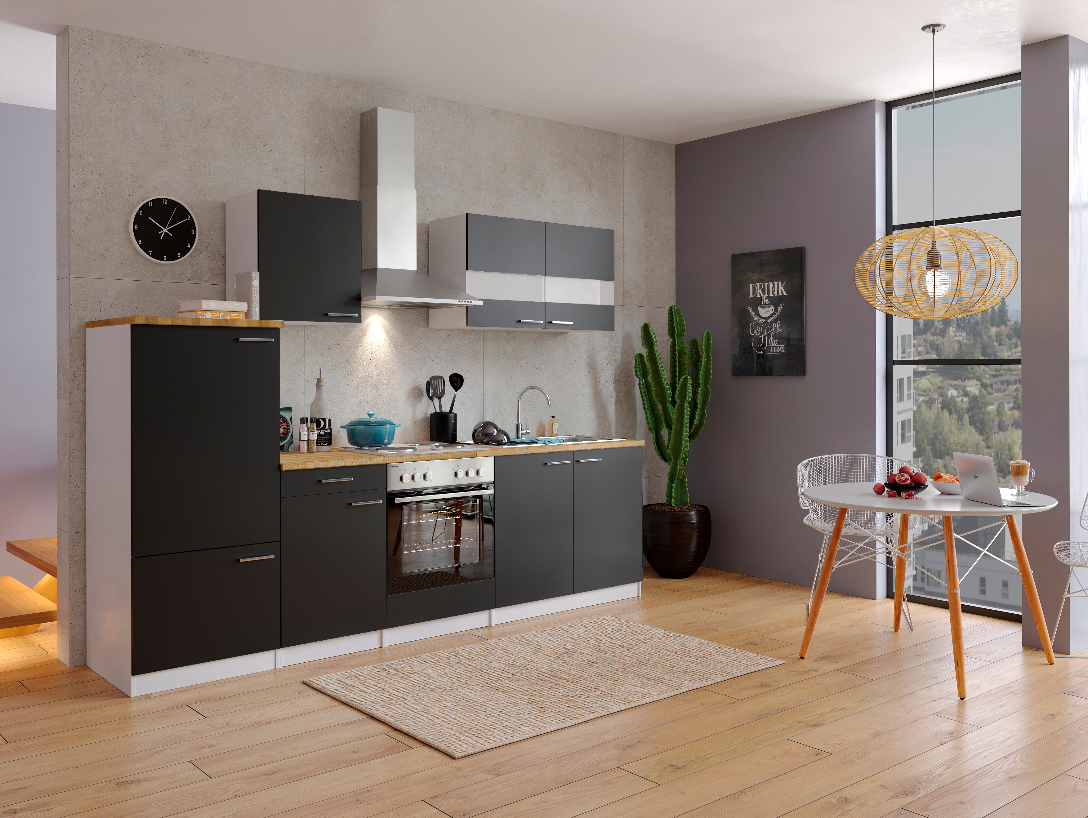 respekta cucina cucina componibile completa 270 cm bianco nero