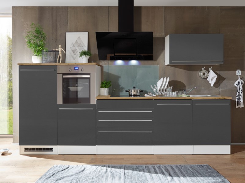 Küche Küchenzeile Leerblock Einbauküche Grau Gabriel 320 cm Respekta Premium