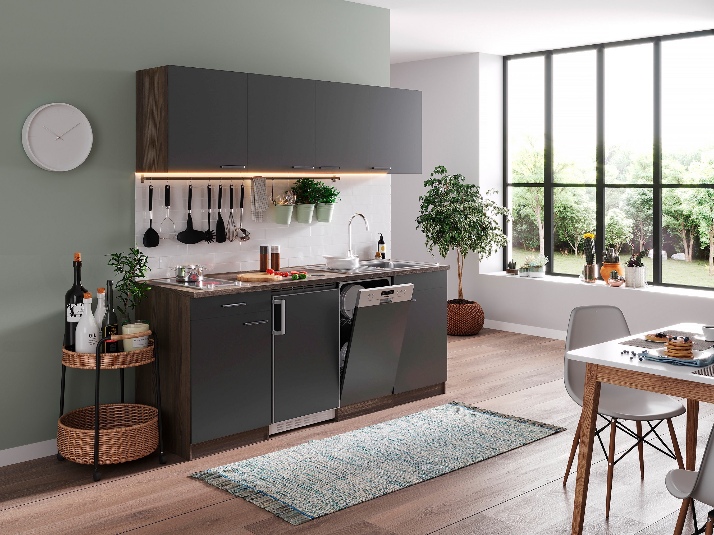 respekta kitchen kitchen unit fitted kitchen single 195 cm oak York grey