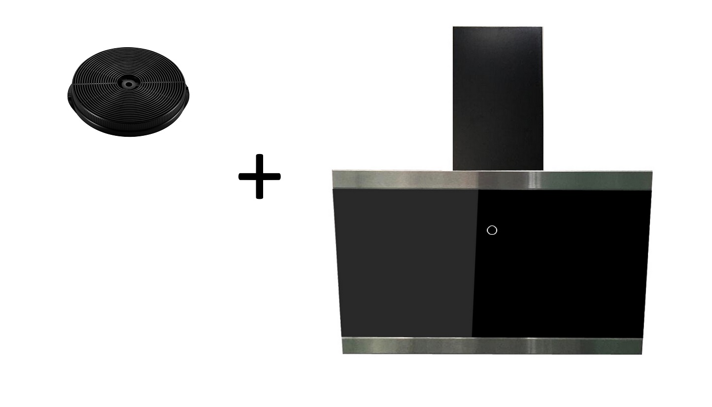 Dunstabzugshaube Schräghaube Kopffrei 60 cm Schwarz mit Filter Respekta