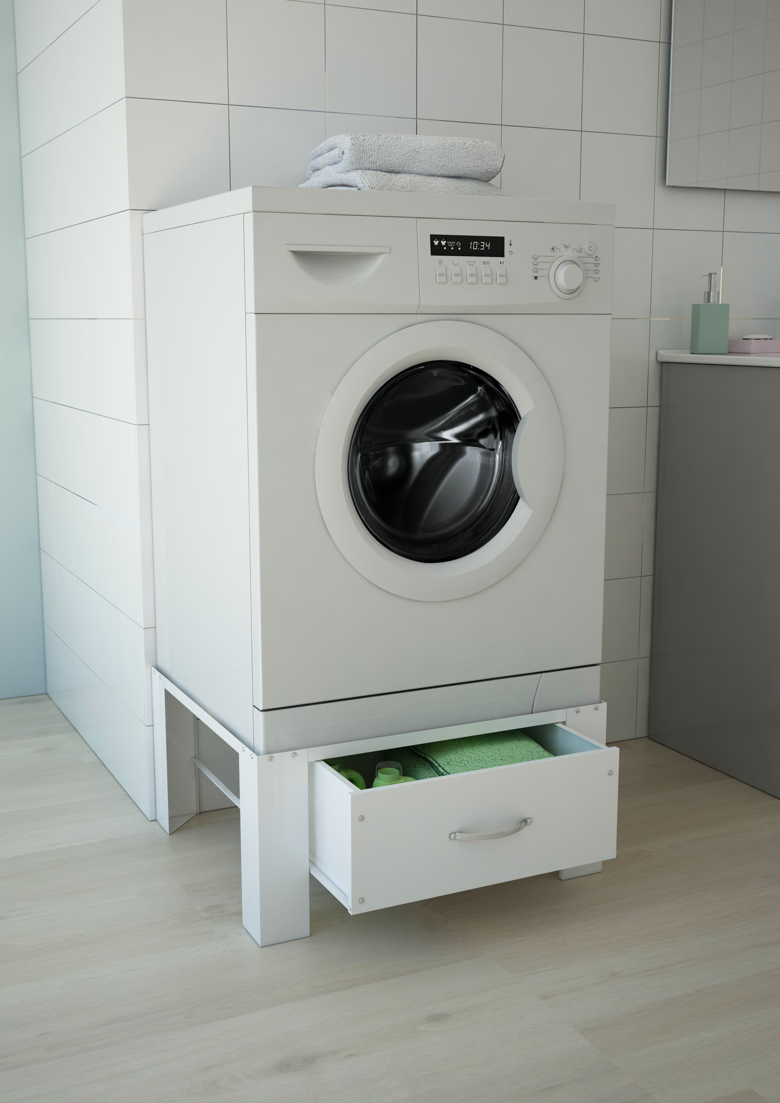 respekta Waschmaschinenerhöhung Waschmaschinen Untergestell Sockel mit Schublade