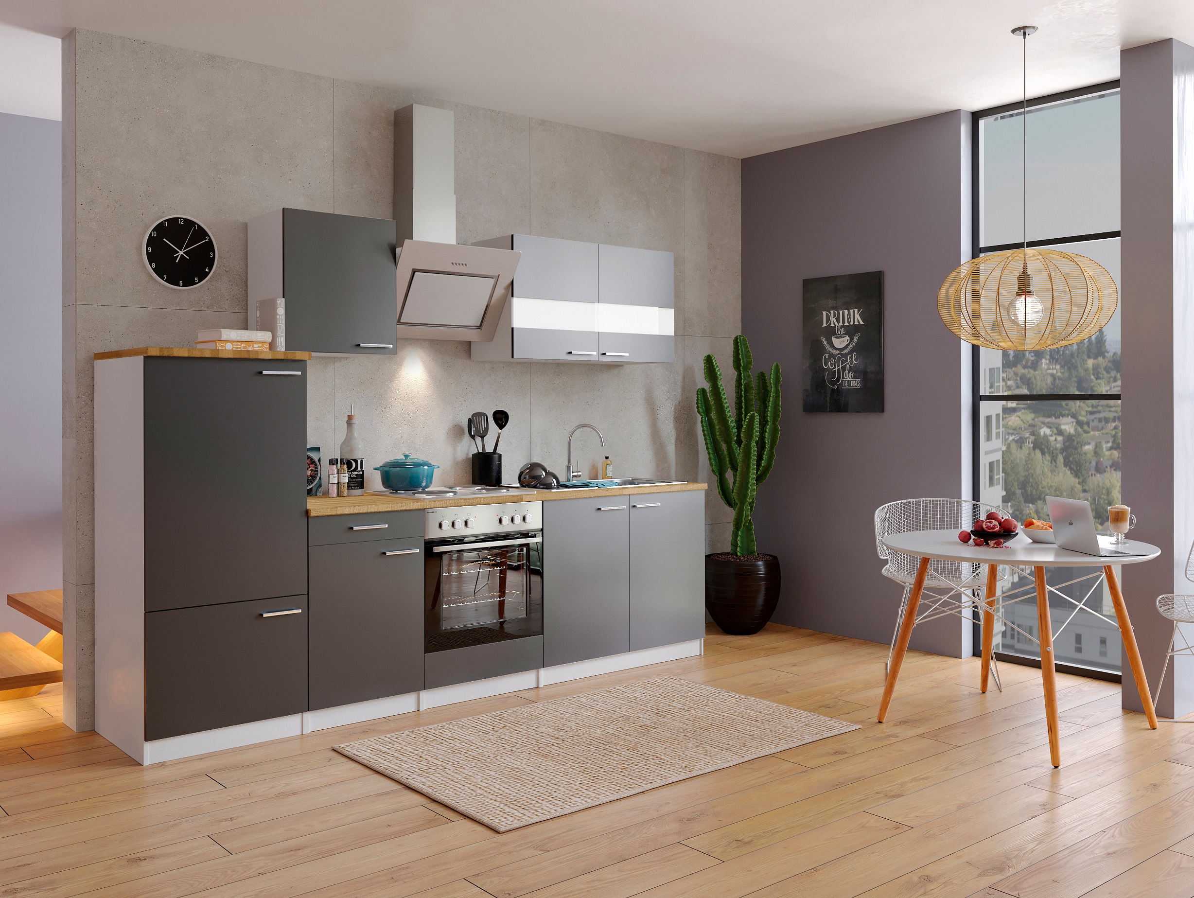 respekta blocco cucina blocco cucina montato cucina completa 270cm bianco grigio