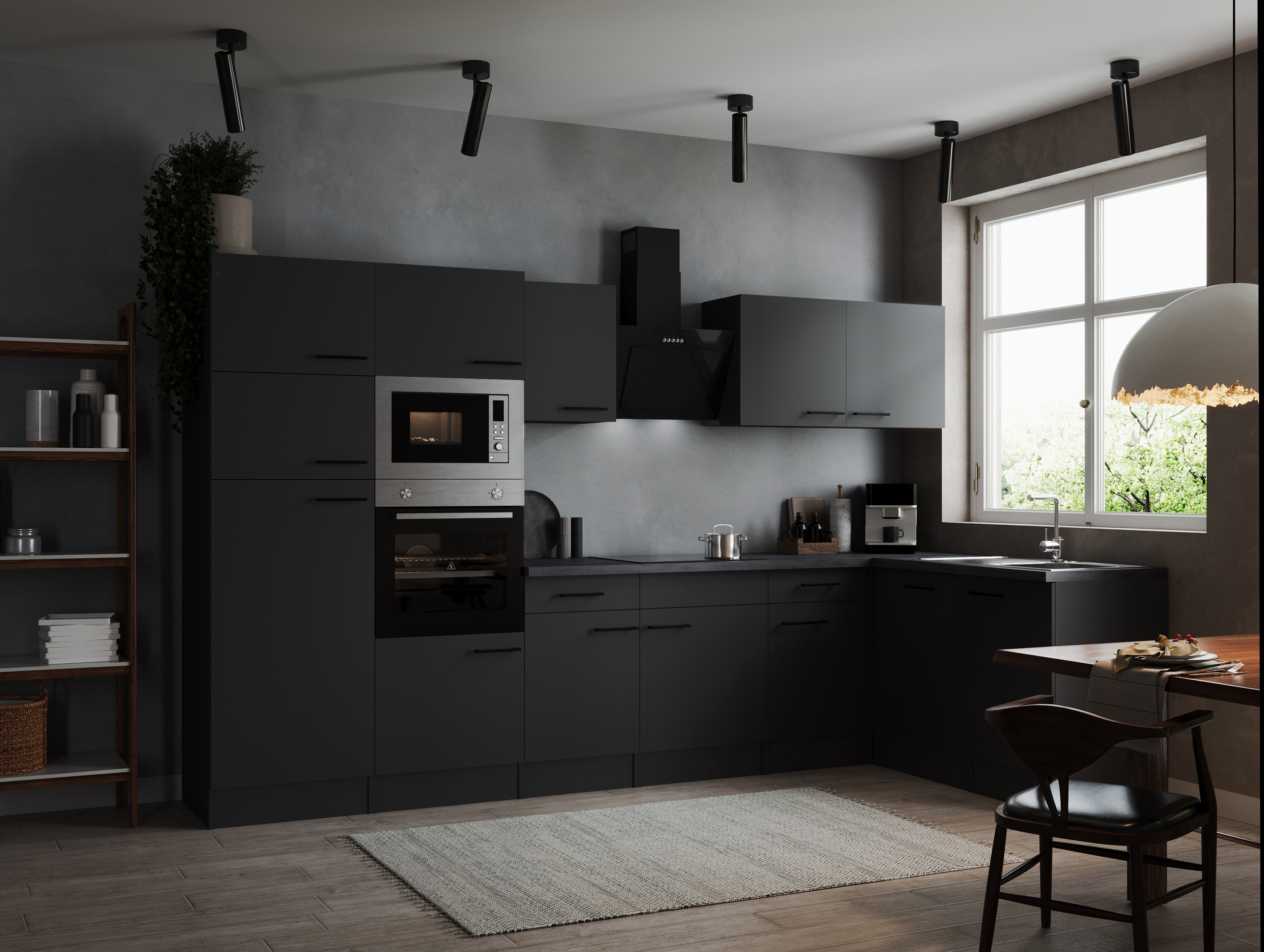 L Küche Küchenzeile Winkelküche Grau Matt Oliver 340 x 172 cm Respekta