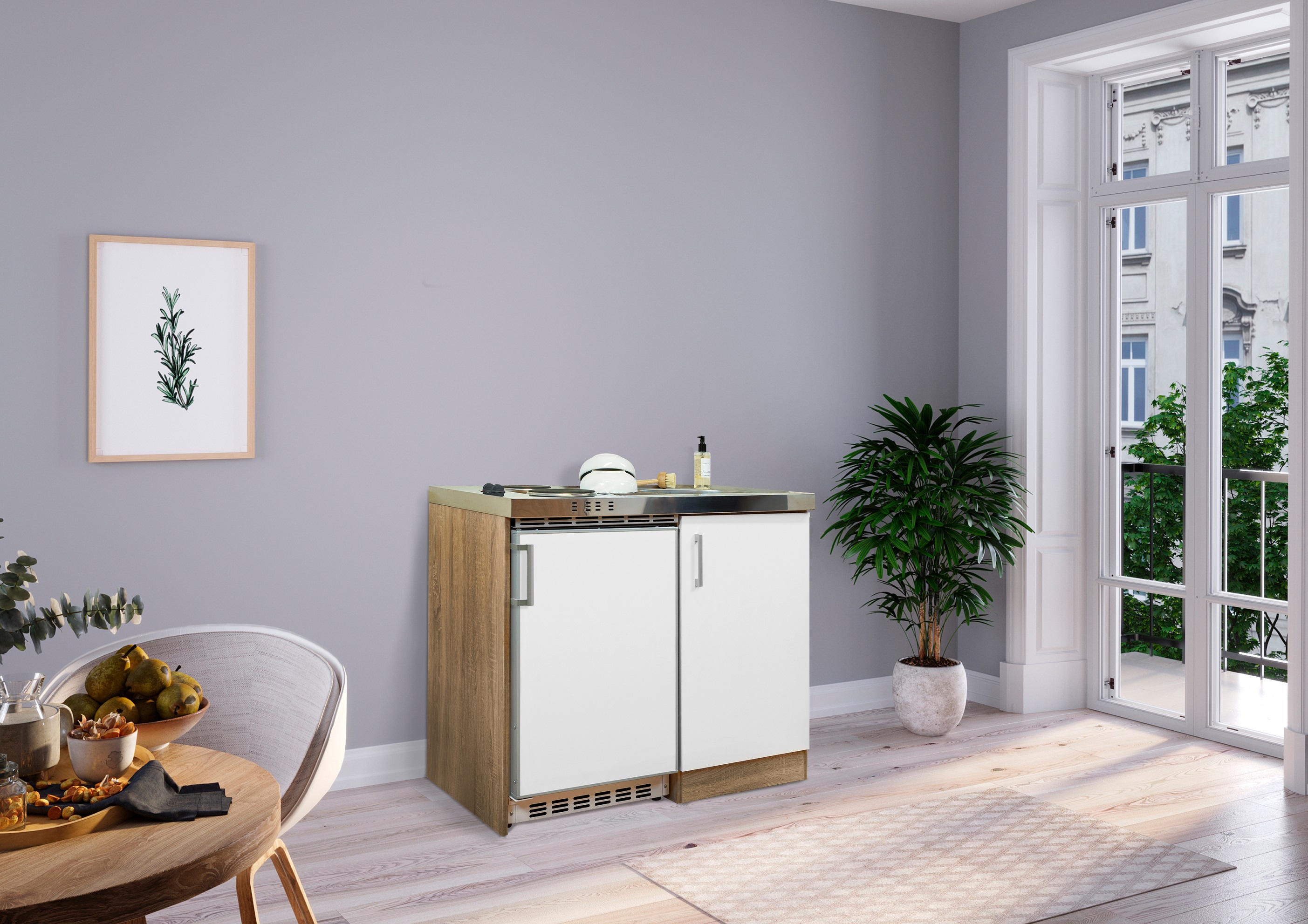 repekta mini cuisine cuisine bloc cuisine bloc cuisine 100 cm chêne brut de sciage blanc