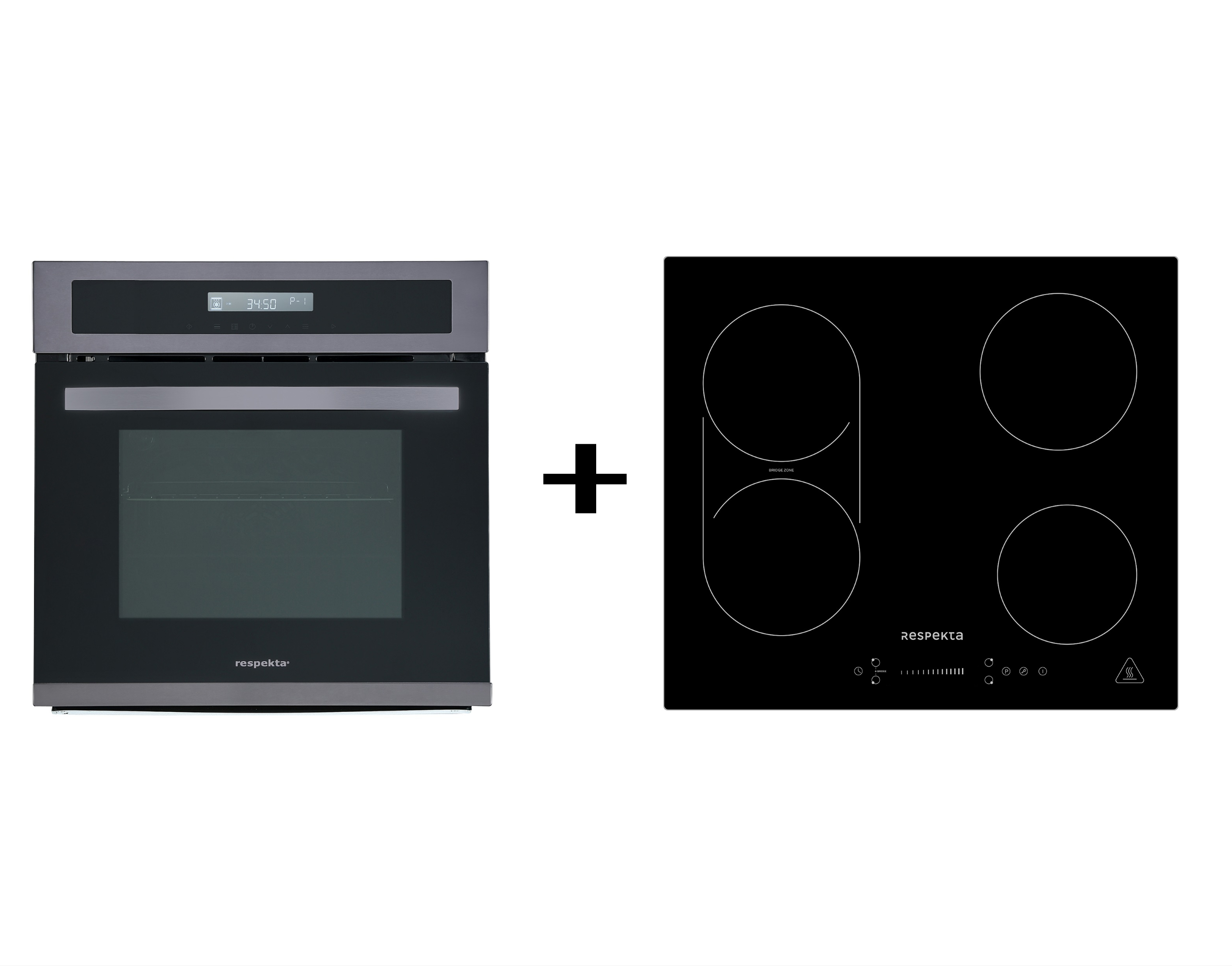 Backofen Herd Kochfeld Herdset Induktion Black Steel Bridgezone Slider Respekta | 178541424