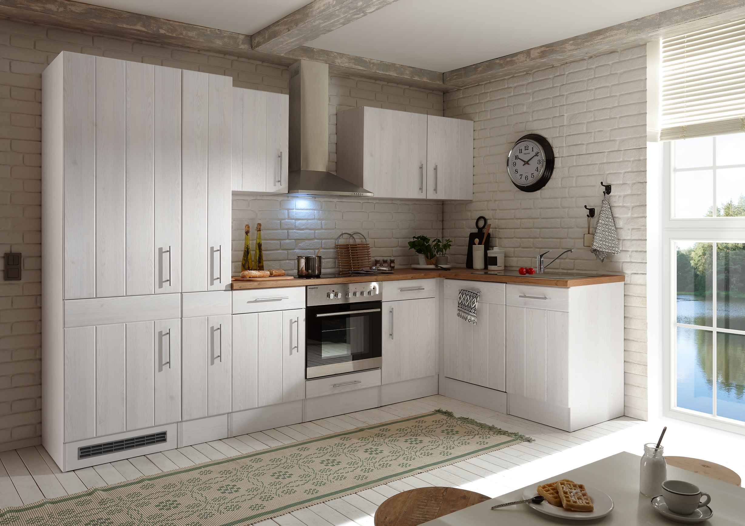 Angle kitchen country house kitchen unit fitted kitchen L-shape kitchen 310 x 172 cm respekta