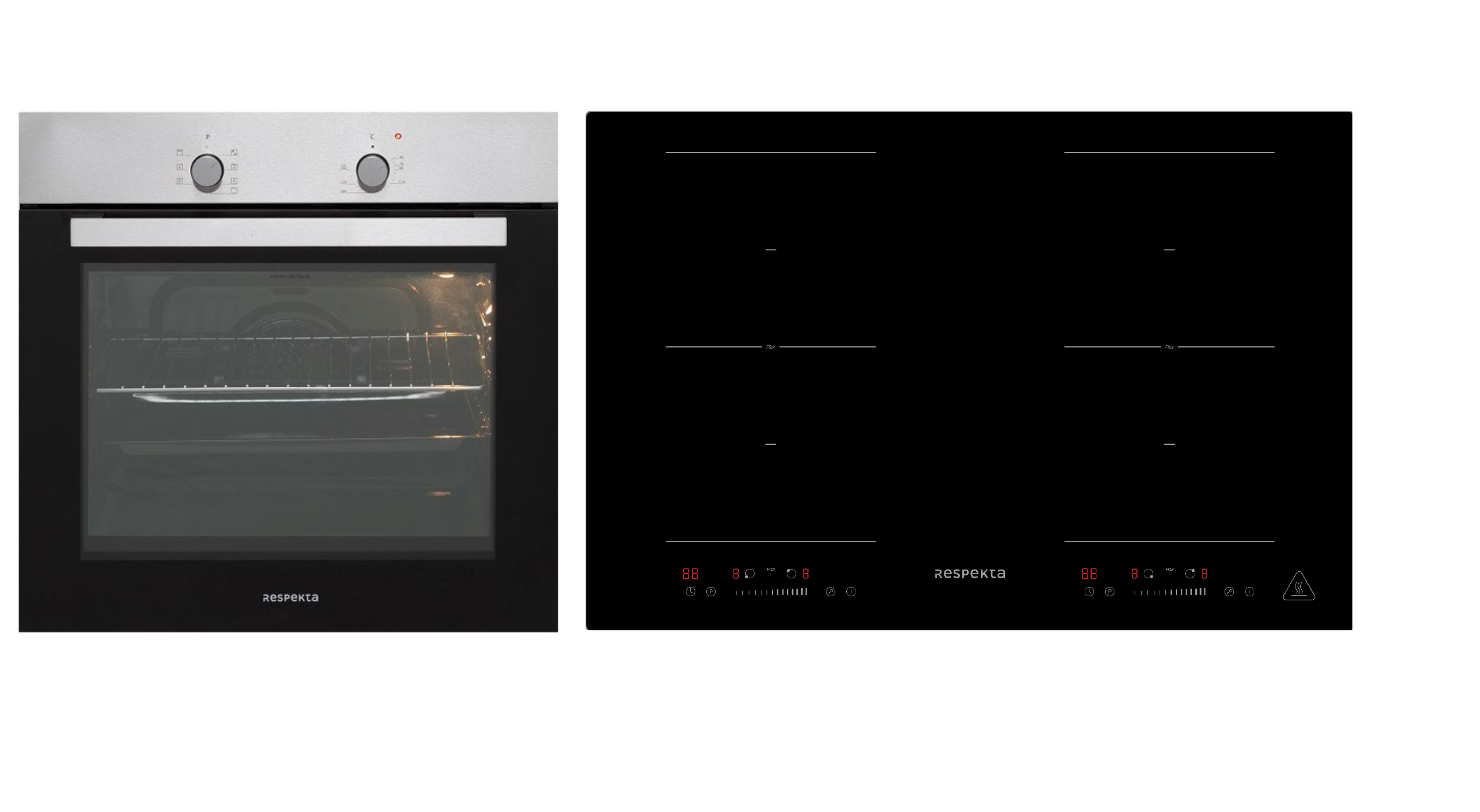 Backofen Herd Kochfeld Herdset Induktion 77cm Timer 2 Flexzonen Slider Respekta