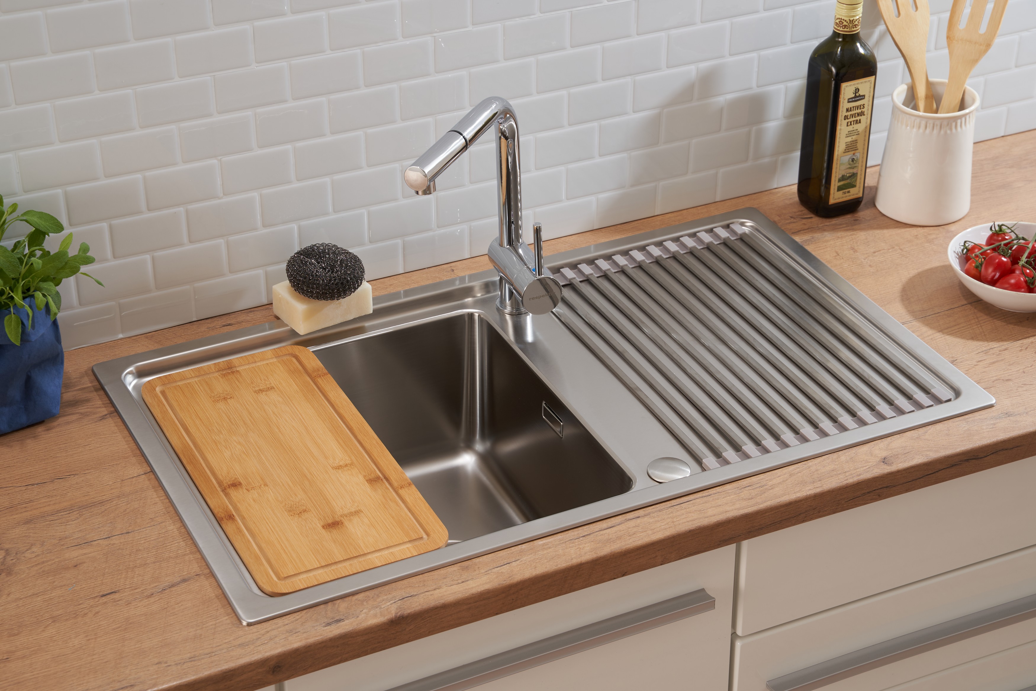 Edelstahl Einbauspüle Spülbecken Küchenspüle Spüle 86 x 50 cm Respekta Chicago