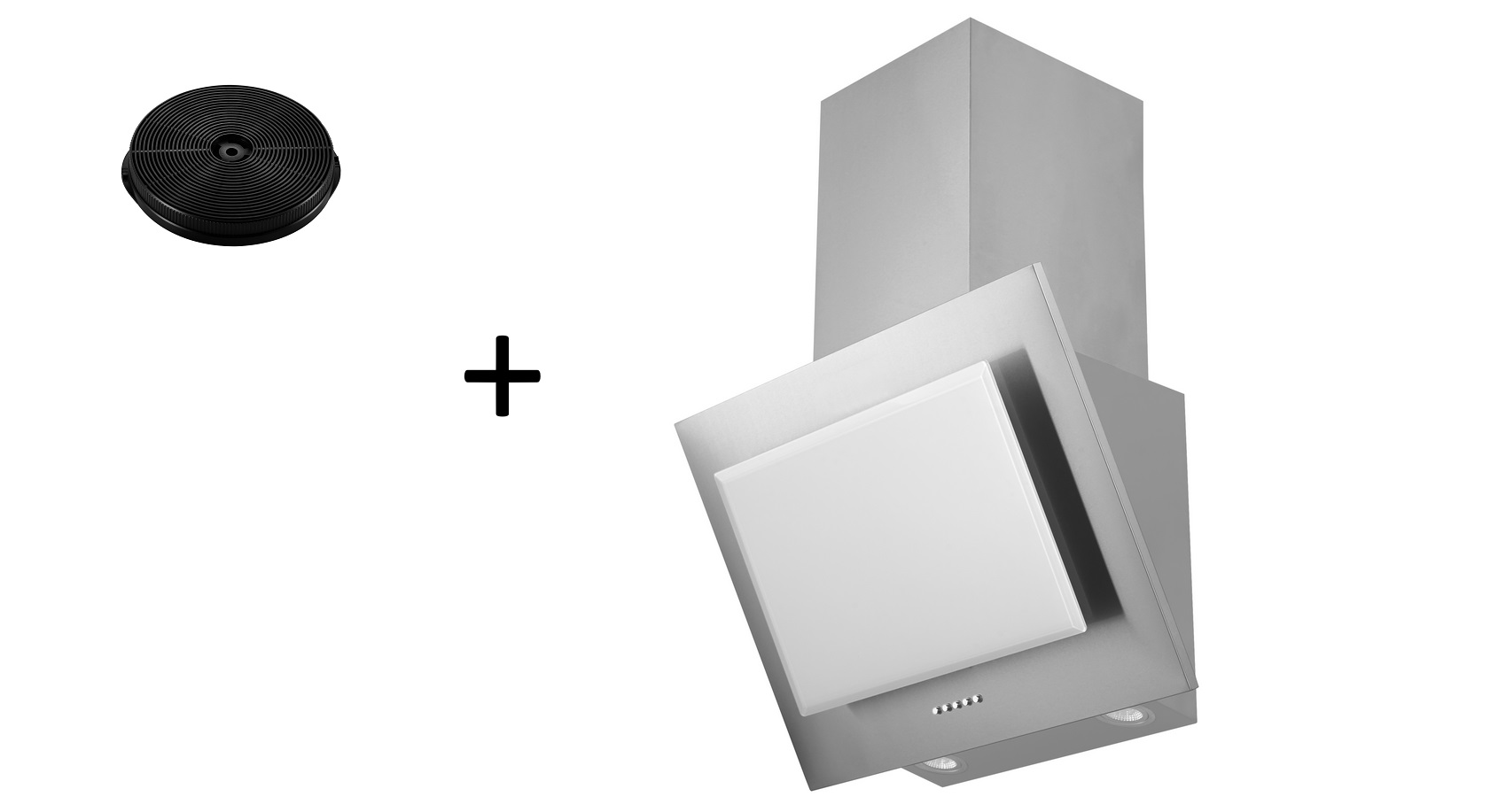 Dunstabzugshaube Schräghaube kopffrei weiß 60 cm LED + Filter Umluftset respekta
